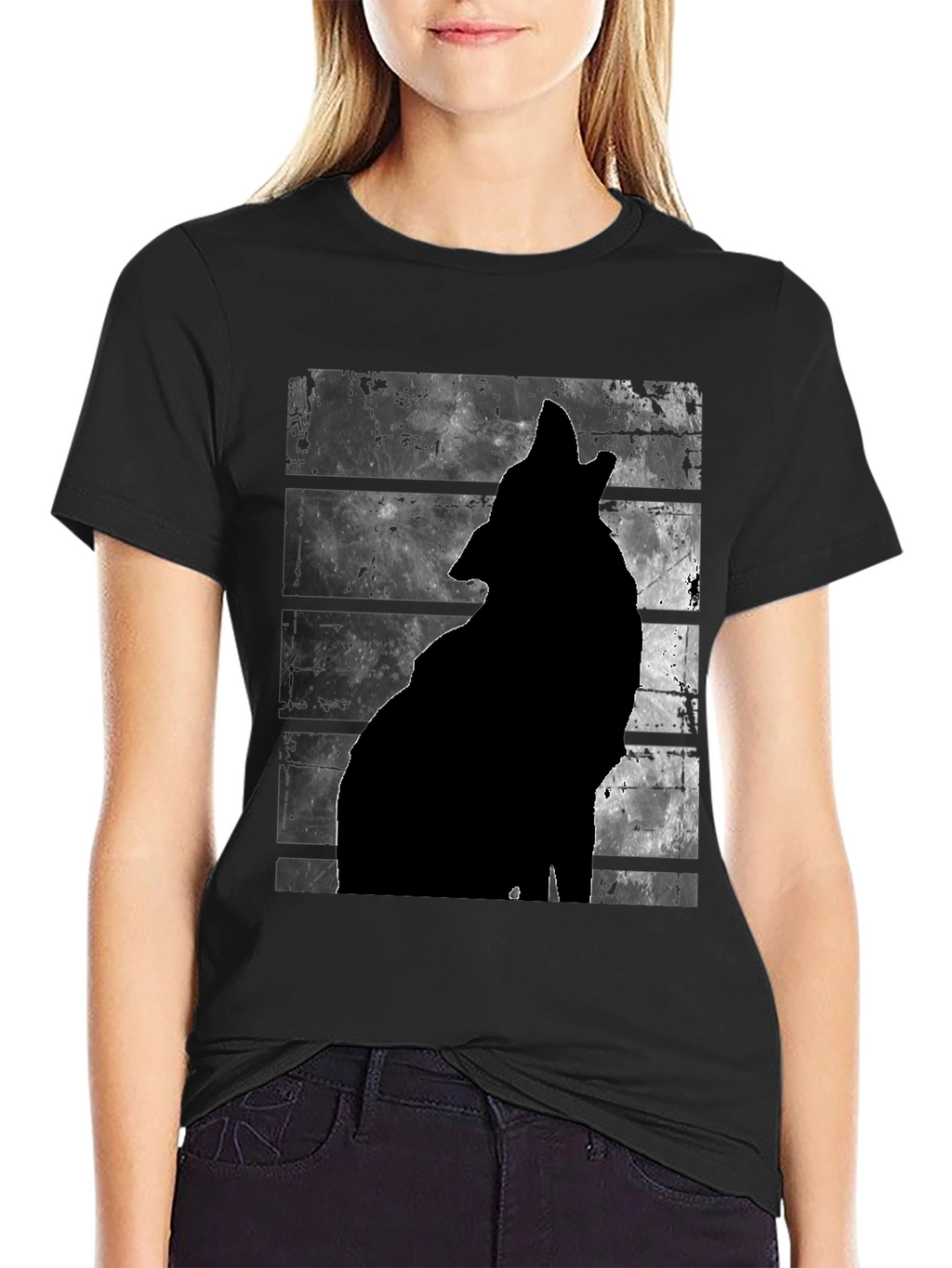 Wolf Silhouette Graphic Print T-Shirt