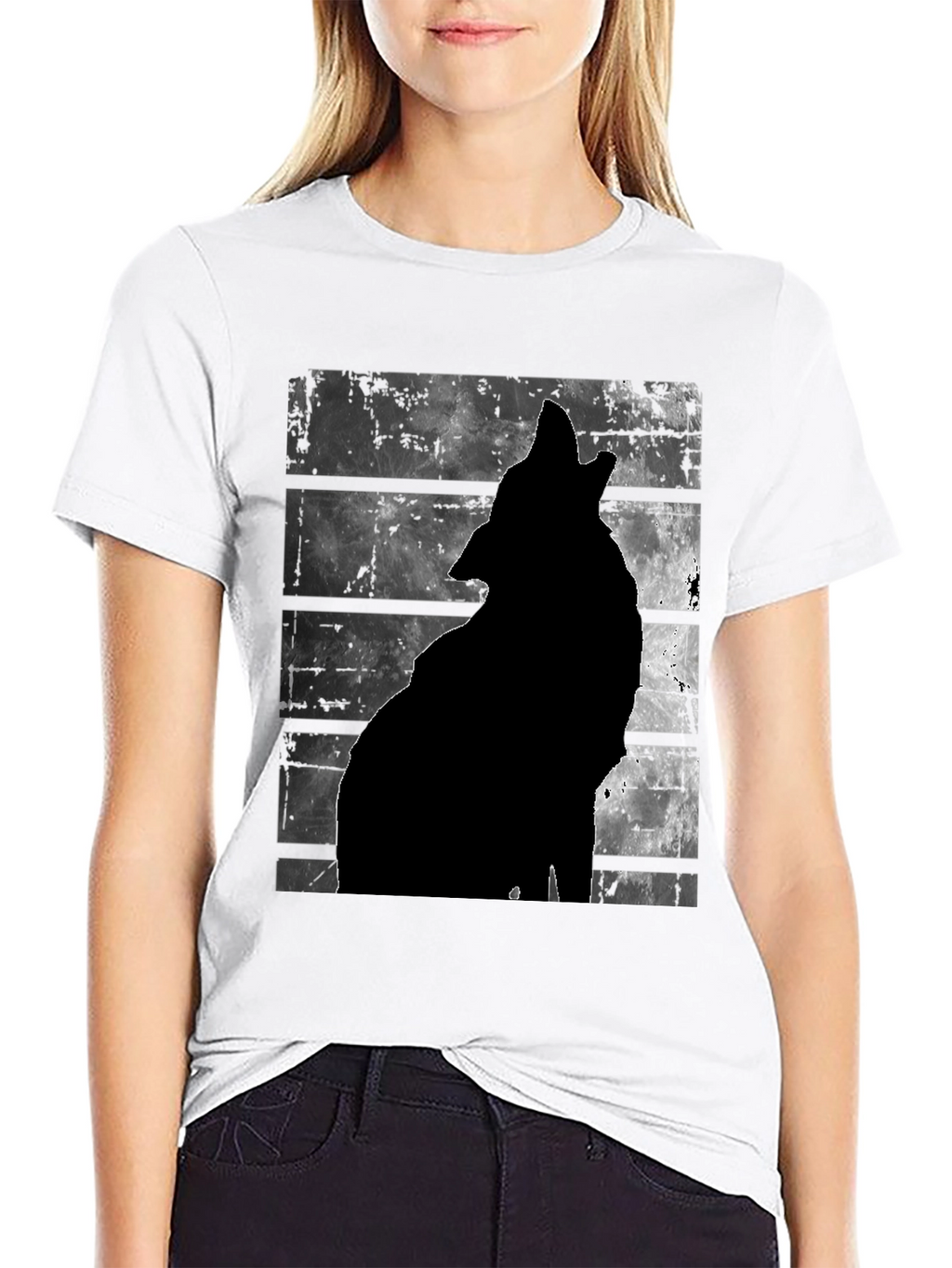 Wolf Silhouette Graphic Print T-Shirt