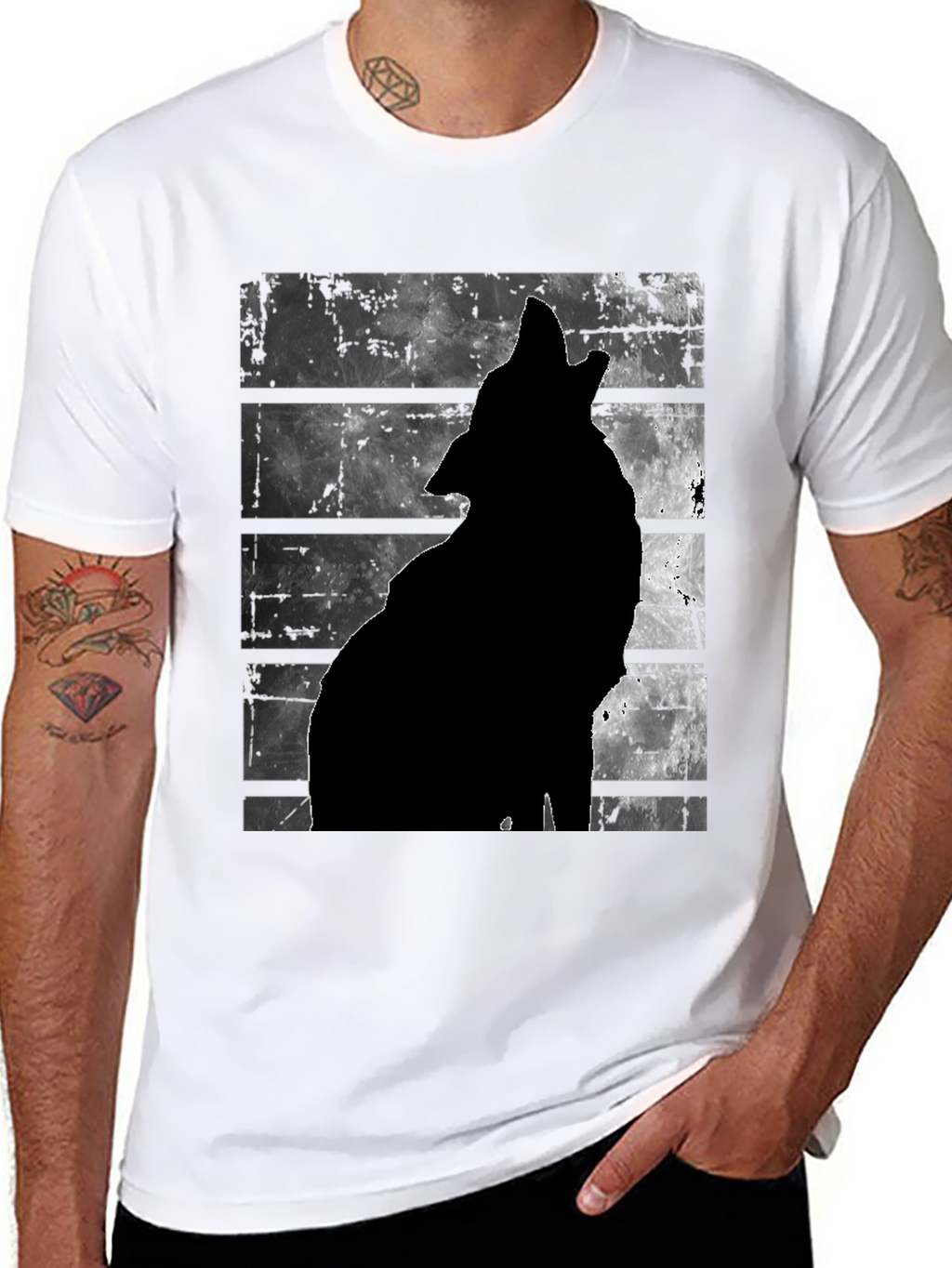 Wolf Silhouette Graphic Print T-Shirt