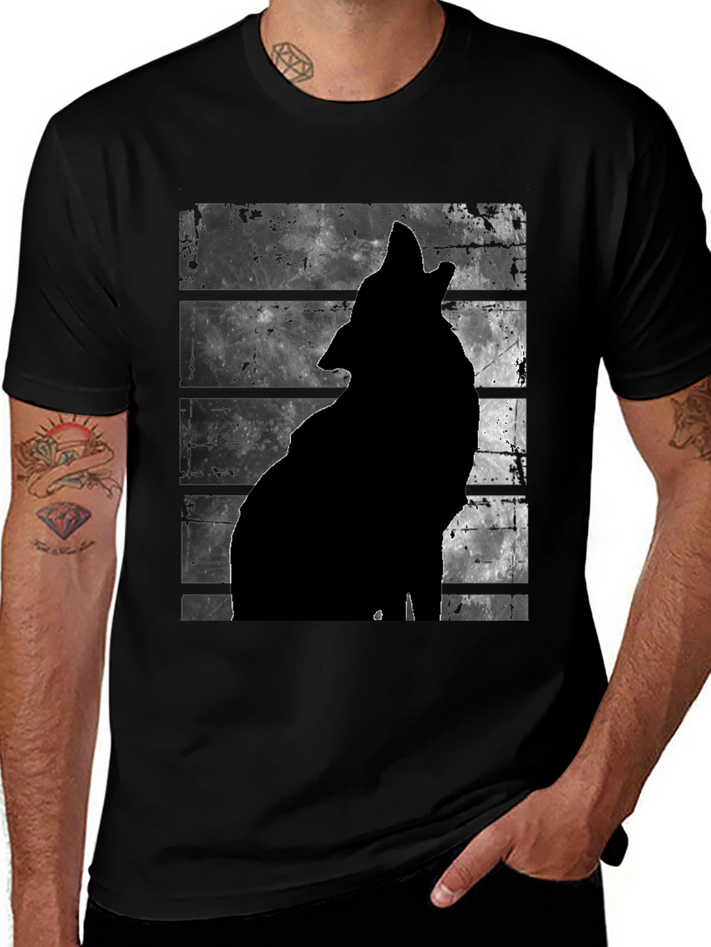Wolf Silhouette Graphic Print T-Shirt