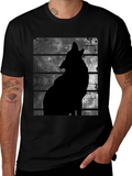 Wolf Silhouette Graphic Print T-Shirt