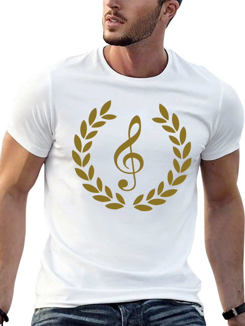 Musical Treble Clef Laurel Wreath Graphic Tee