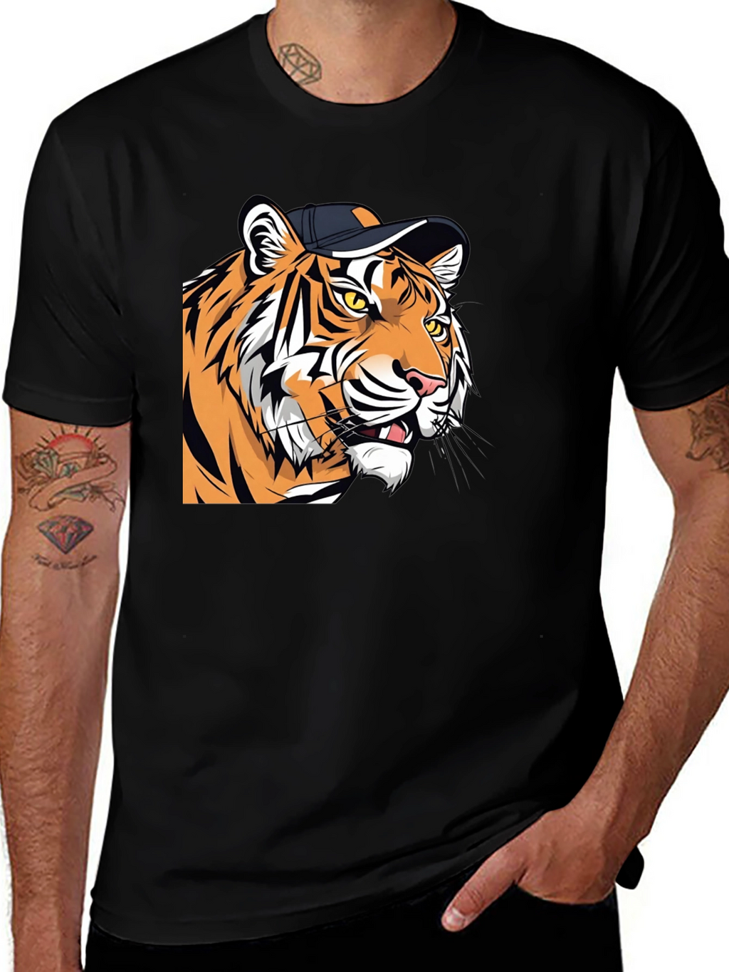 Cool Tiger Graphic Tee - Black