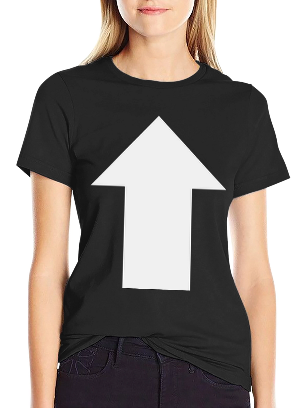 Upward Arrow Graphic Tee - Black Casual T-Shirt