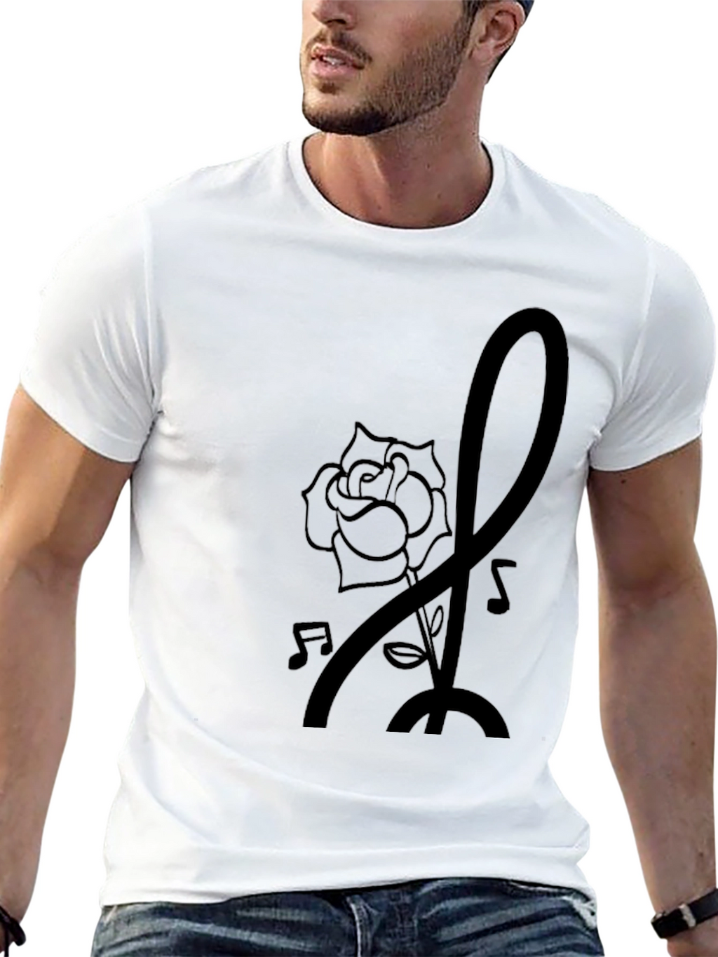 Rose Music Note Graphic Tee