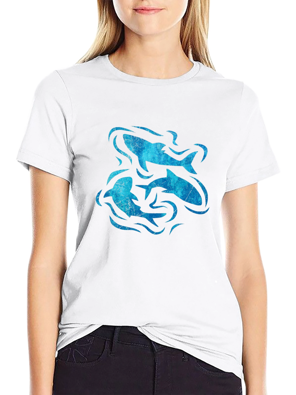 Ocean Swirl Fish Graphic Black T-Shirt