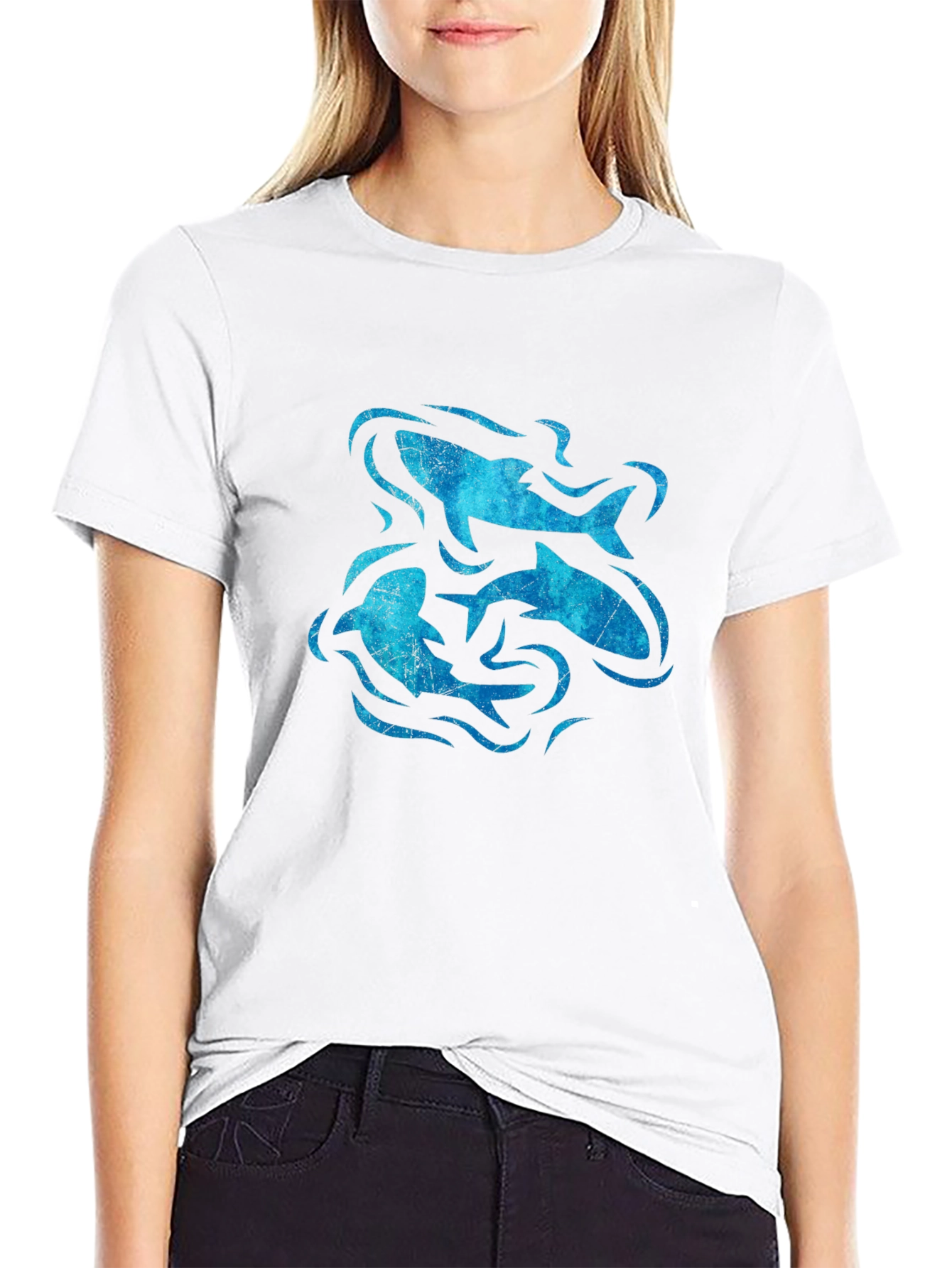 Ocean Swirl Fish Graphic Black T-Shirt