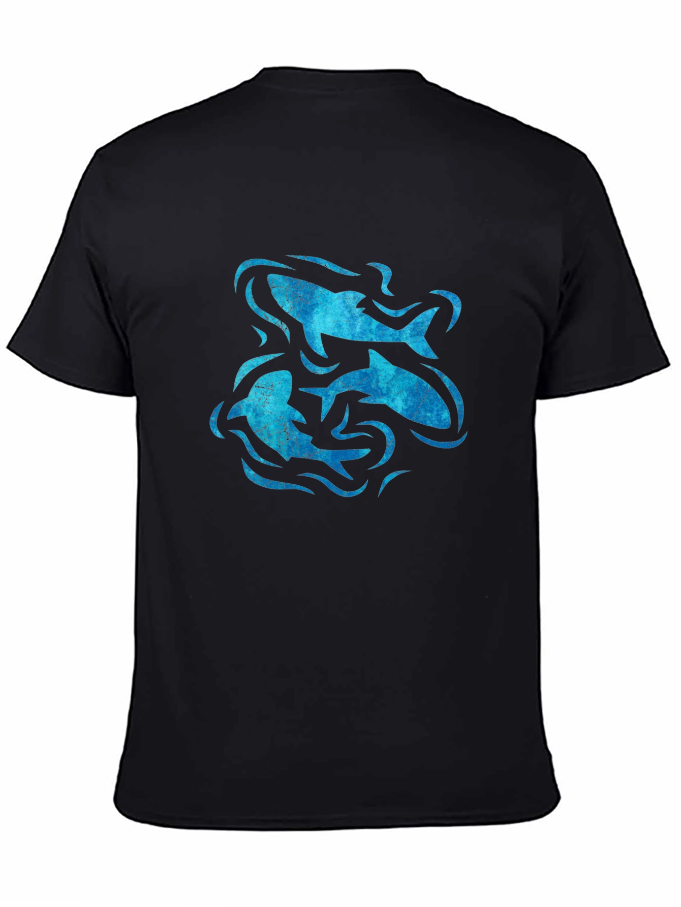 Ocean Swirl Fish Graphic Black T-Shirt