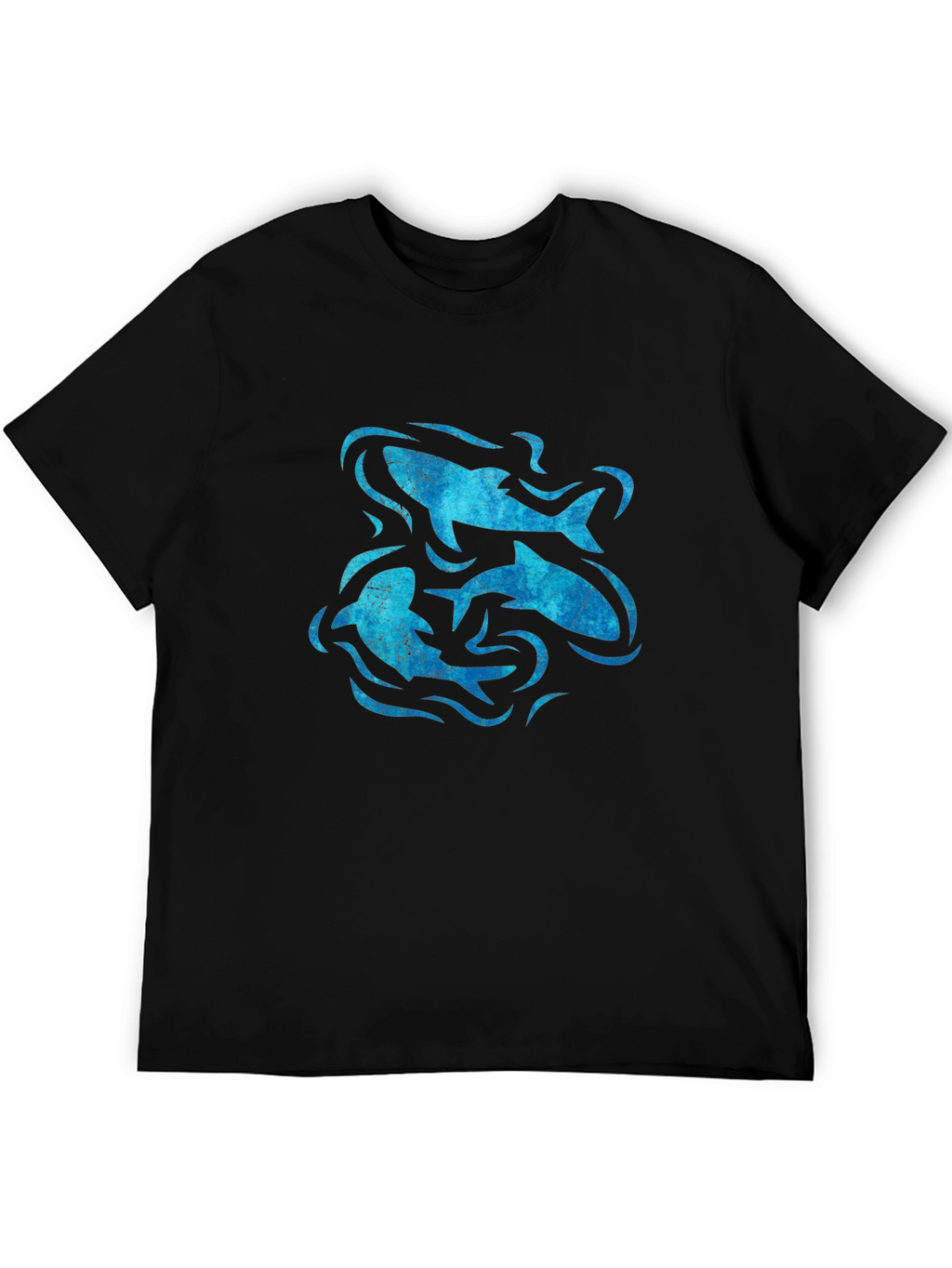 Ocean Swirl Fish Graphic Black T-Shirt