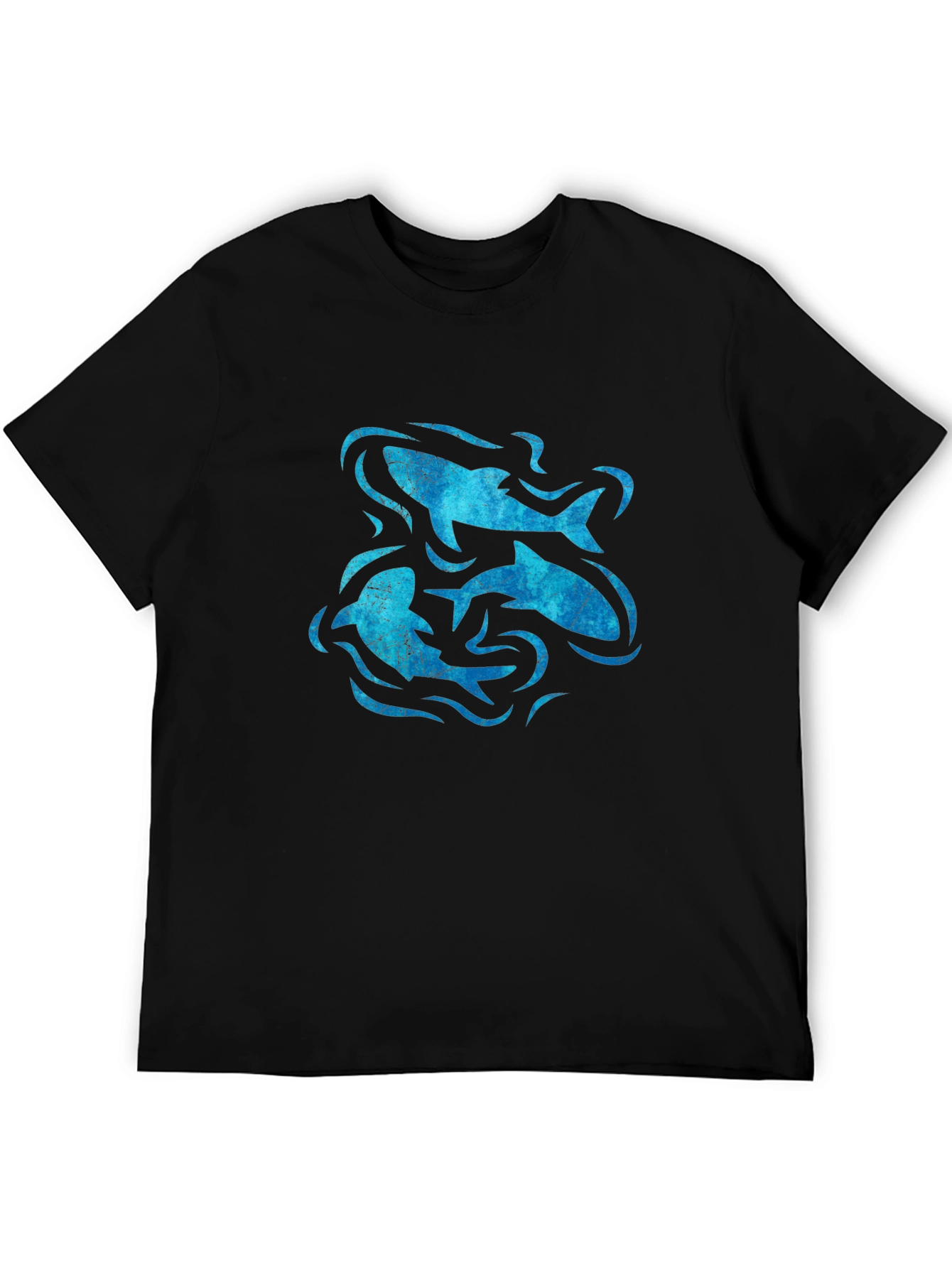Ocean Swirl Fish Graphic Black T-Shirt
