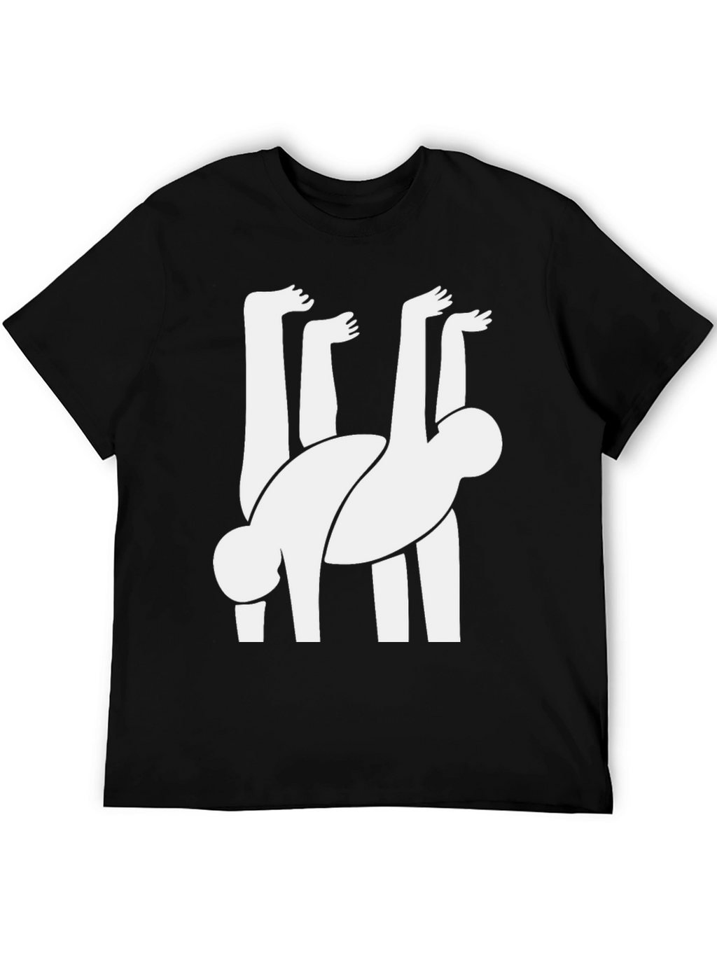 Abstract Human Figure Graphic Tee - Black Cotton Blend