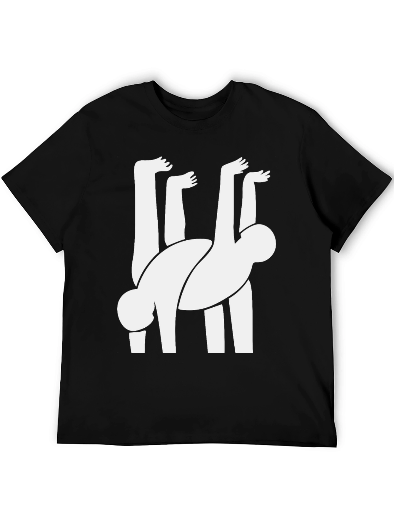 Abstract Human Figure Graphic Tee - Black Cotton Blend