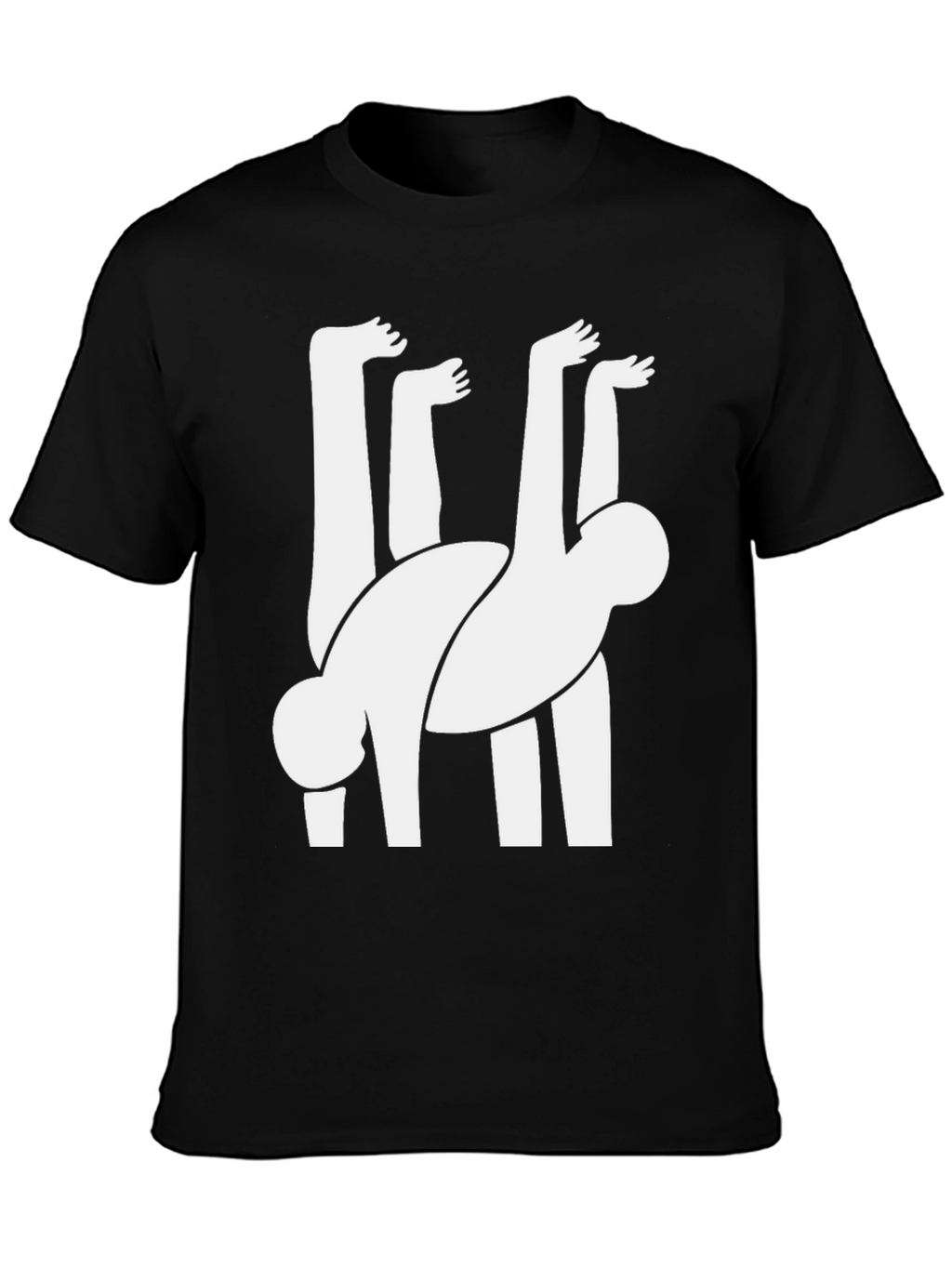 Abstract Human Figure Graphic Tee - Black Cotton Blend