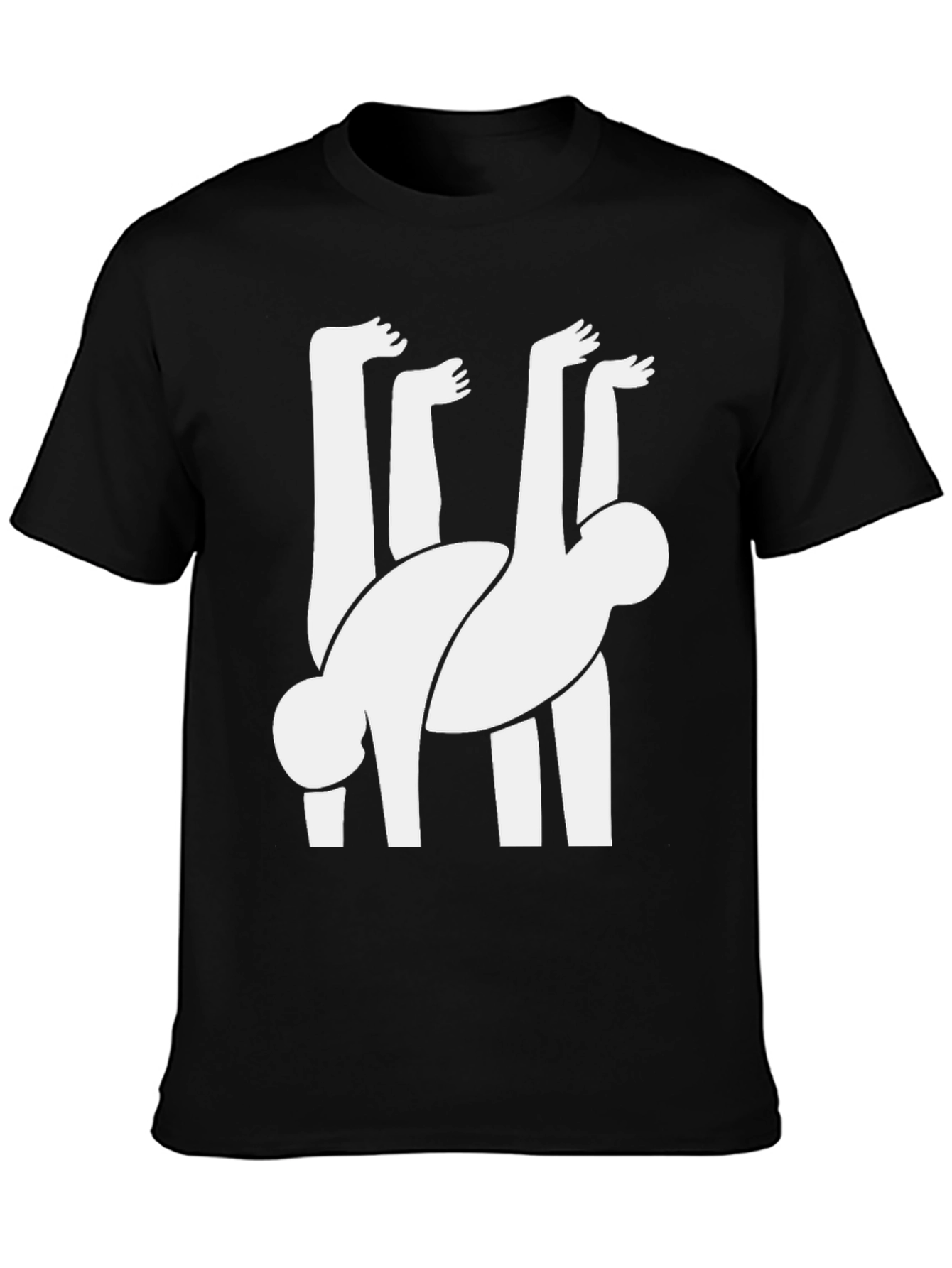 Abstract Human Figure Graphic Tee - Black Cotton Blend