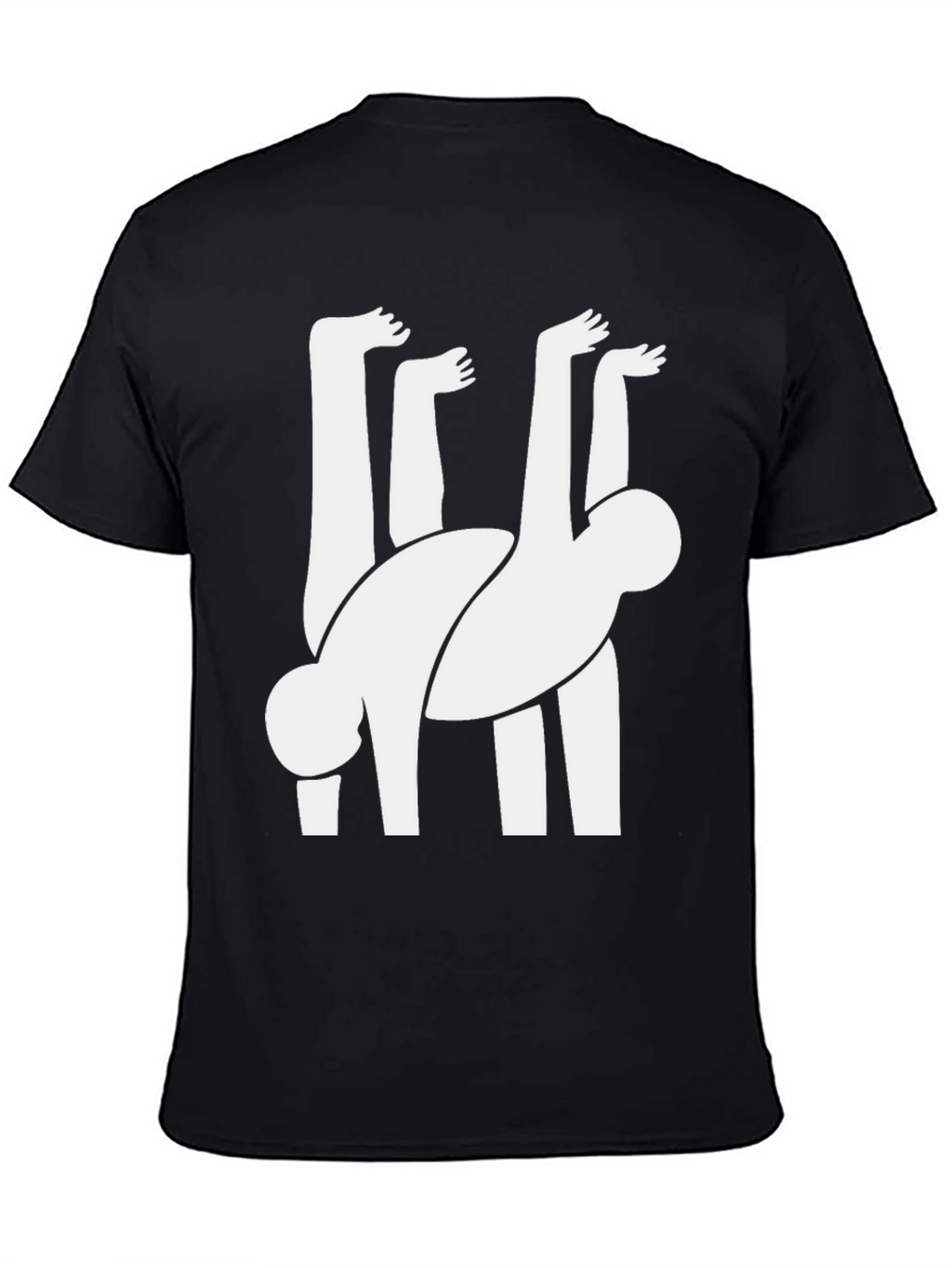 Abstract Human Figure Graphic Tee - Black Cotton Blend