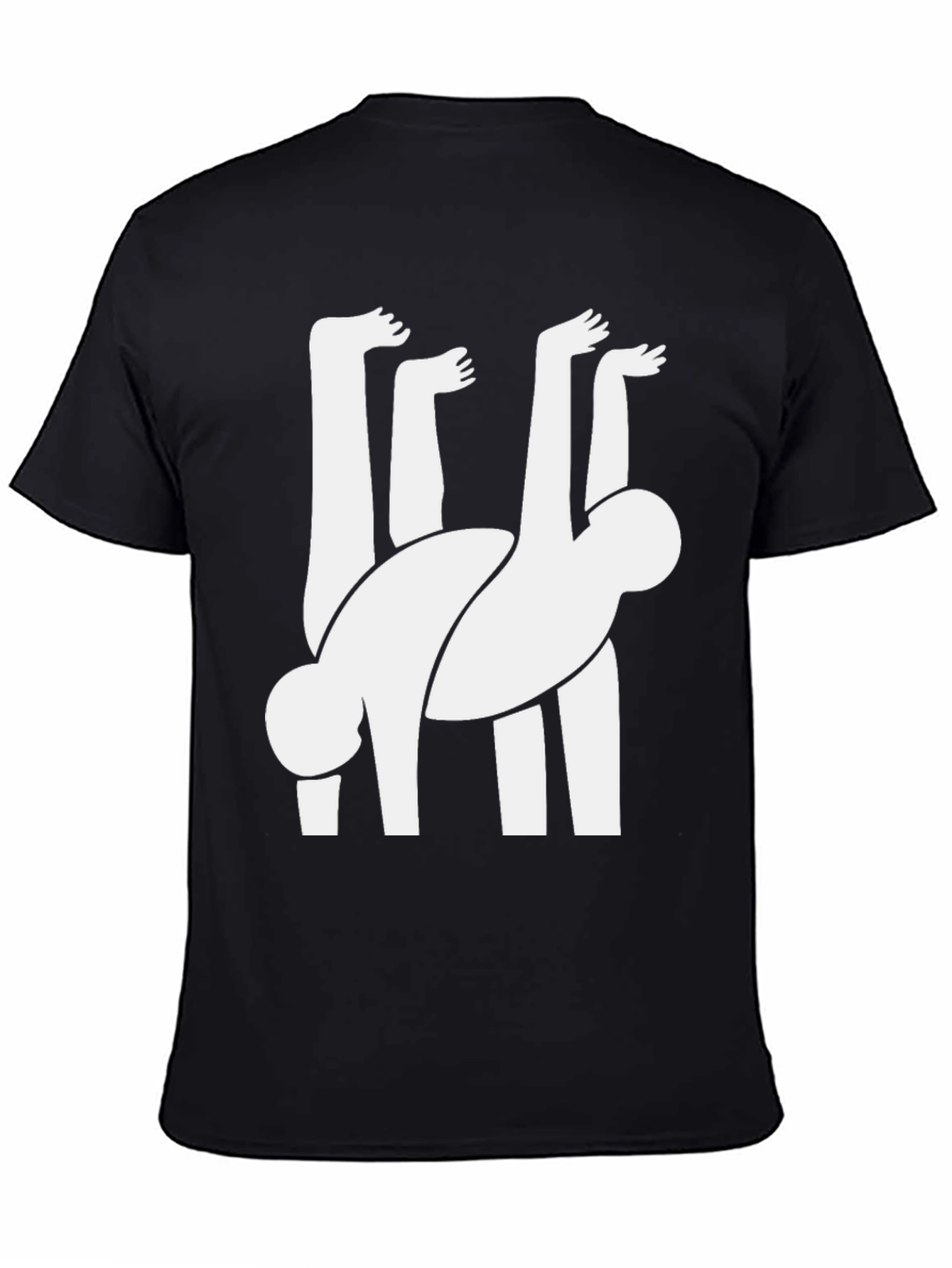 Abstract Human Figure Graphic Tee - Black Cotton Blend