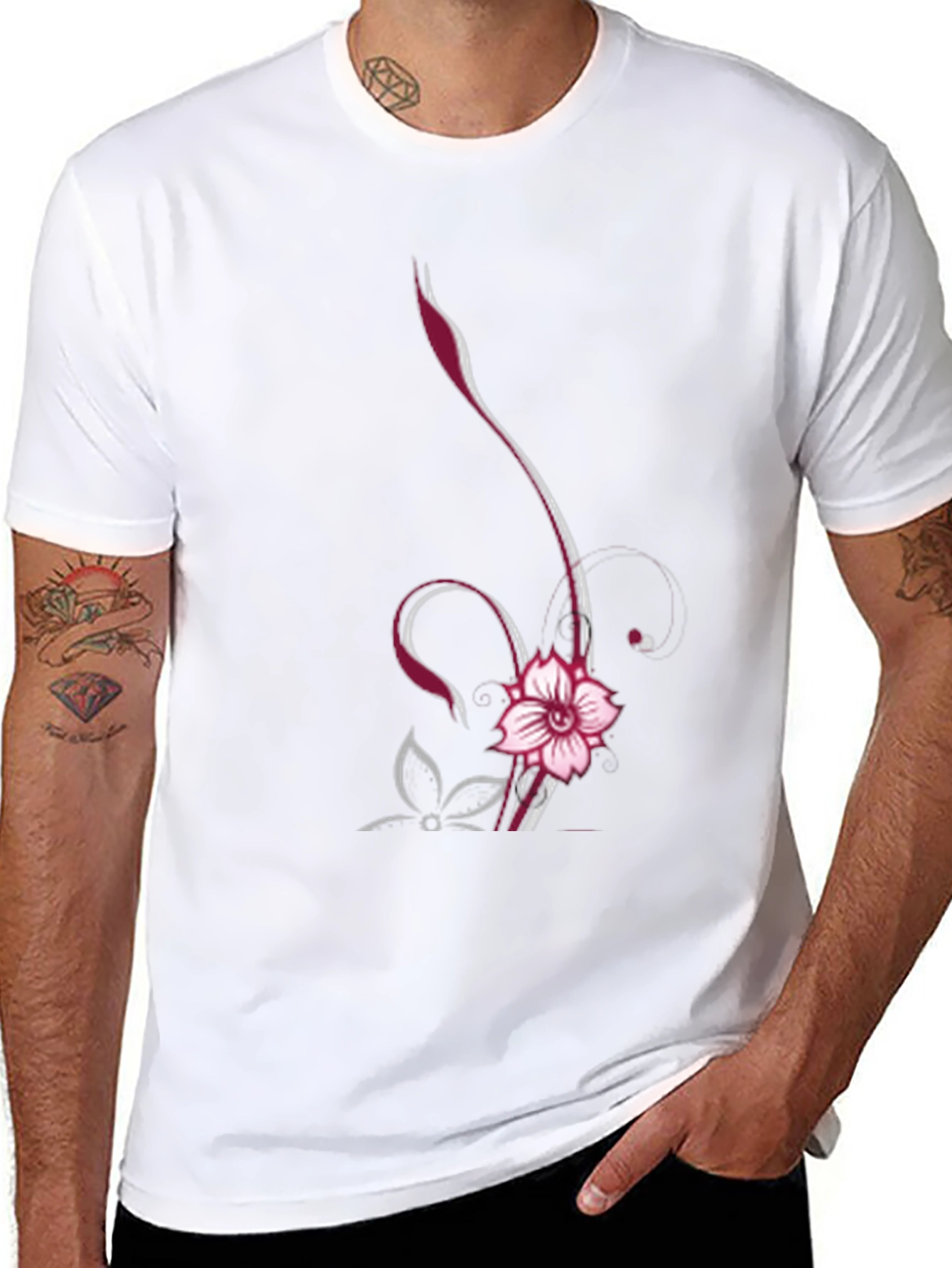 Floral Vine Graphic Black Tee