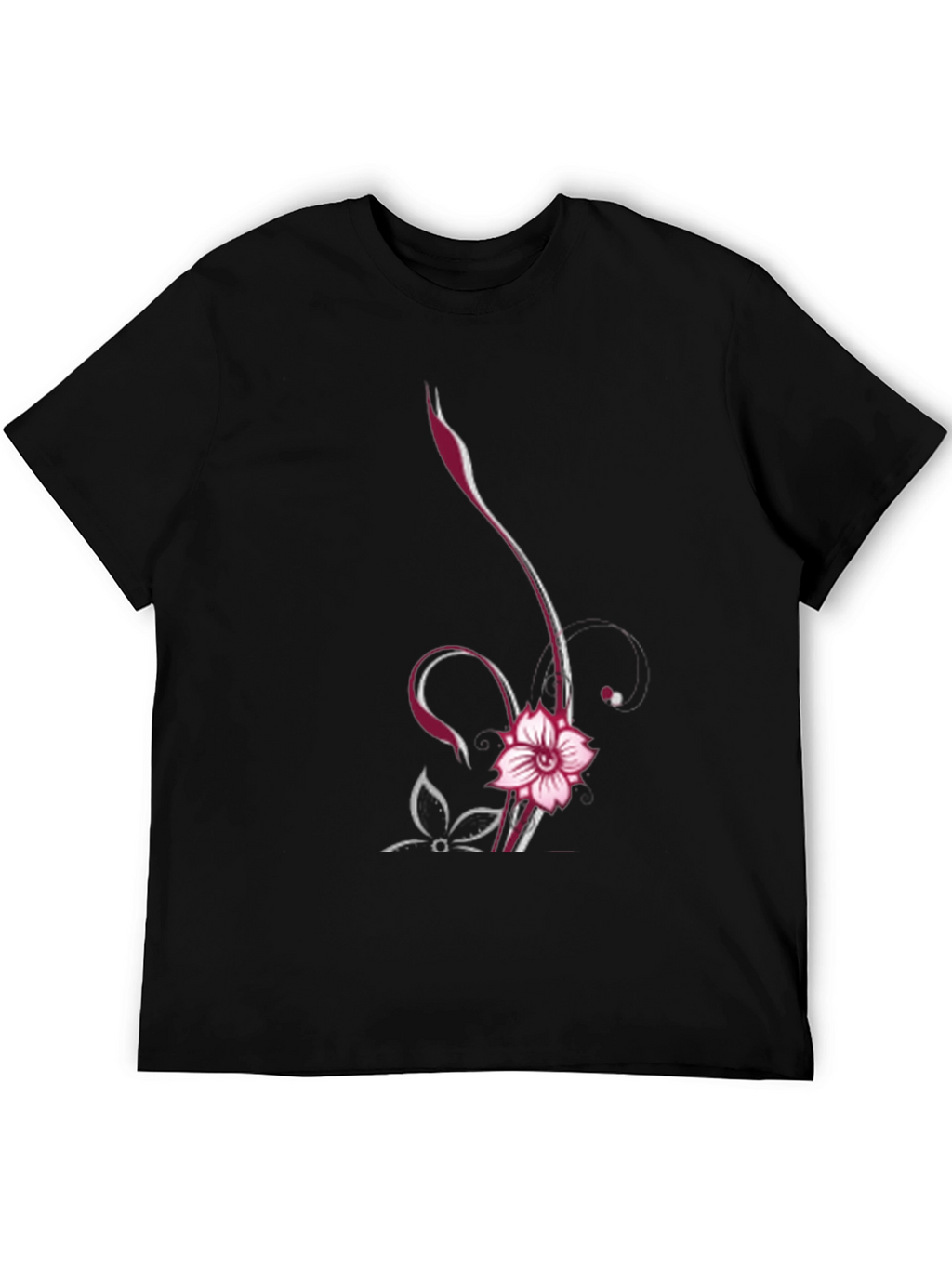 Floral Vine Graphic Black Tee