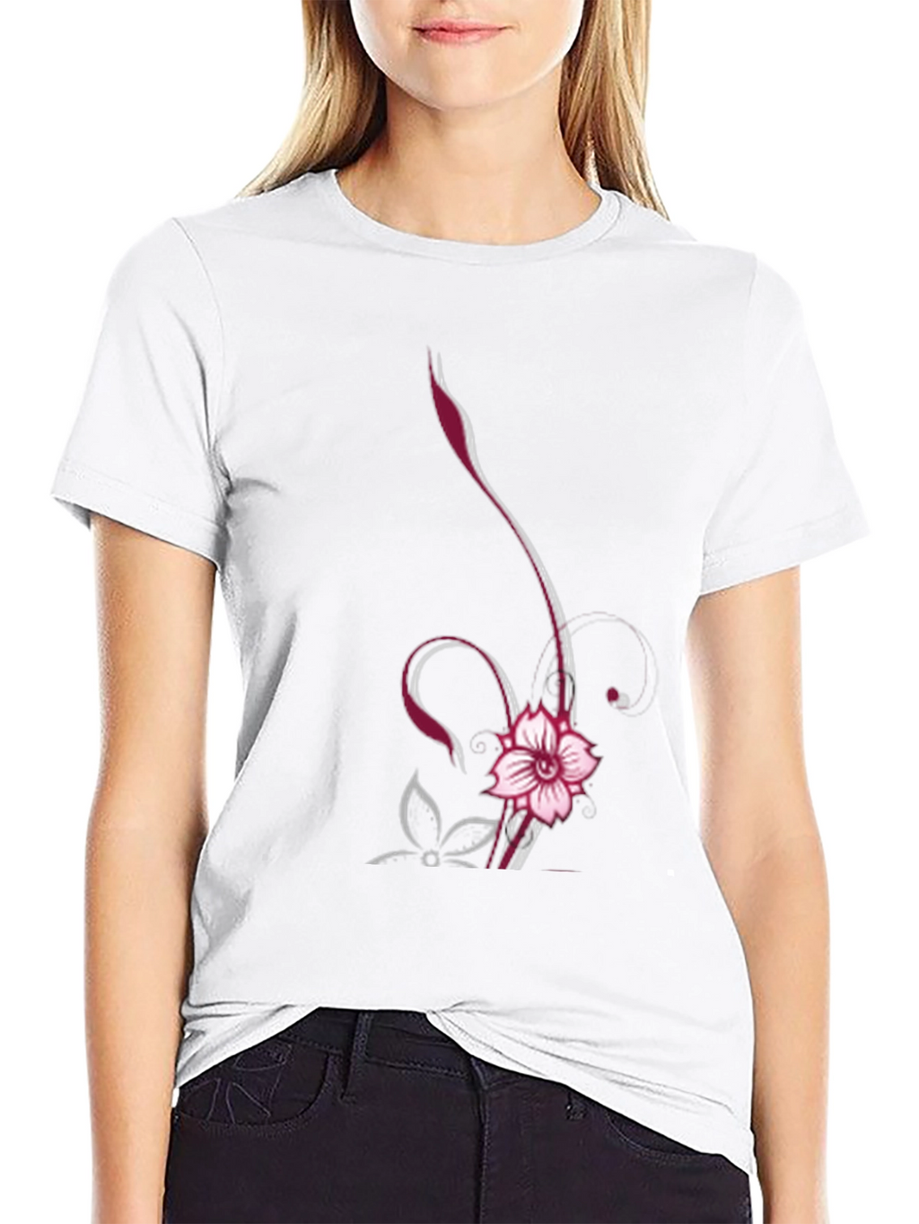 Floral Vine Graphic Black Tee