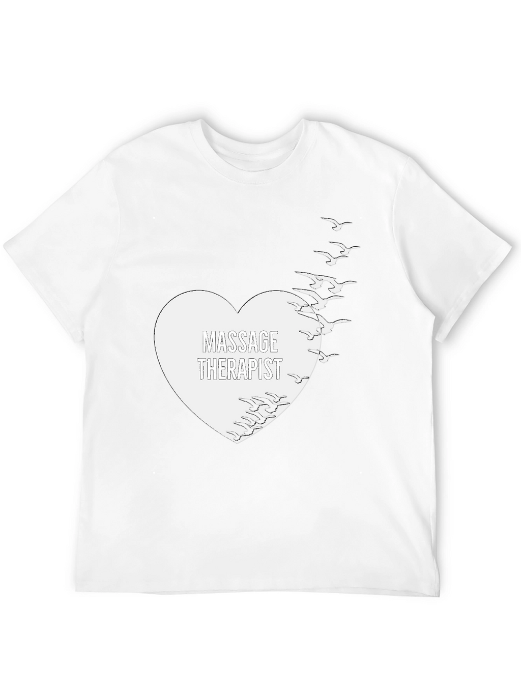 Massage Therapist Heart & Birds Black T-Shirt