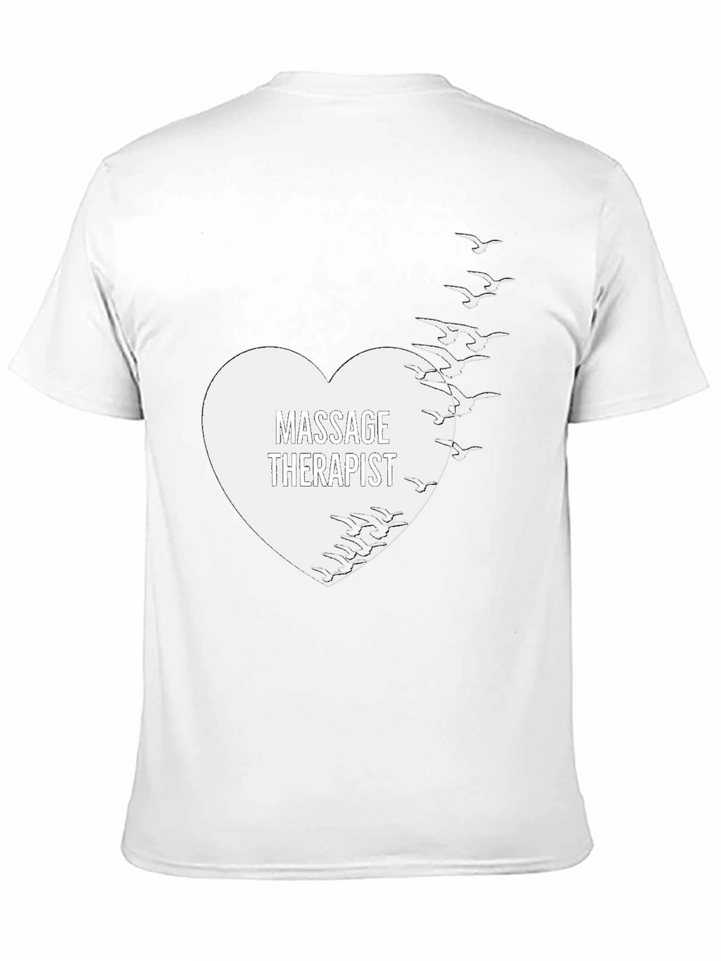 Massage Therapist Heart & Birds Black T-Shirt