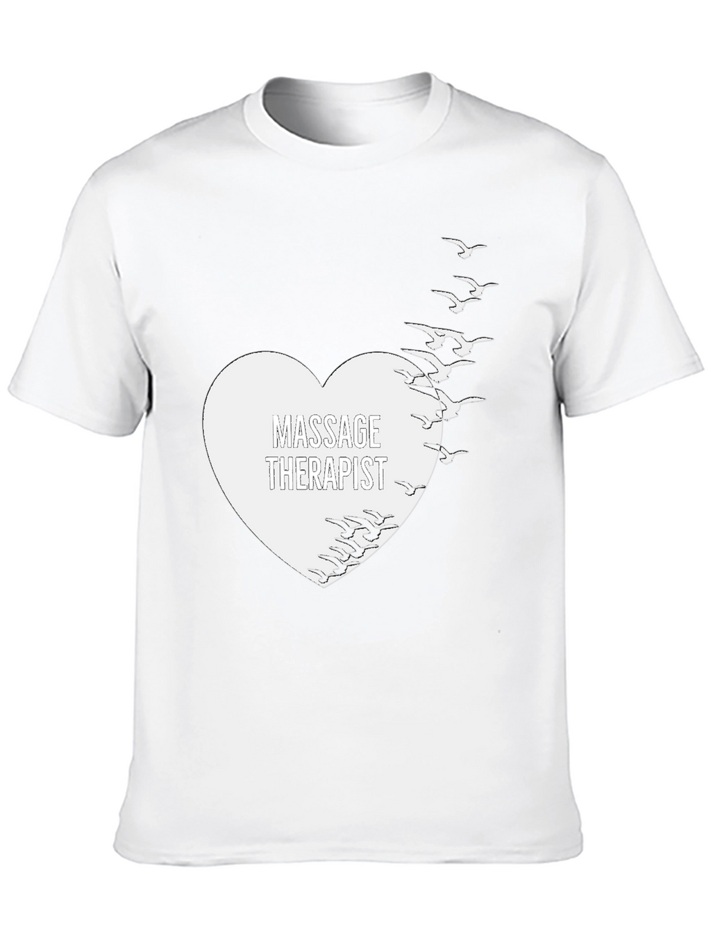 Massage Therapist Heart & Birds Black T-Shirt