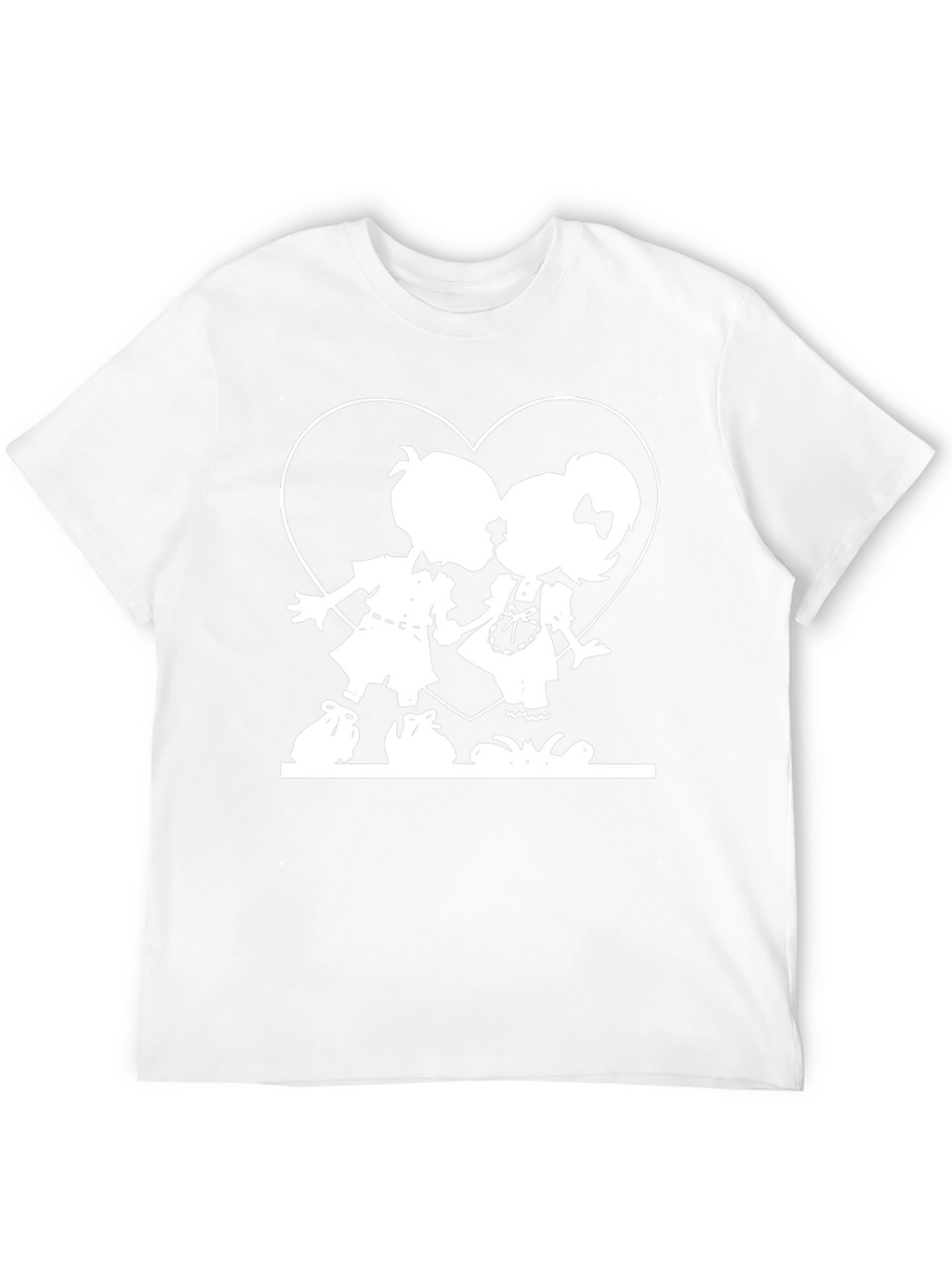 Cute Kissing Kids Graphic Tee - Black