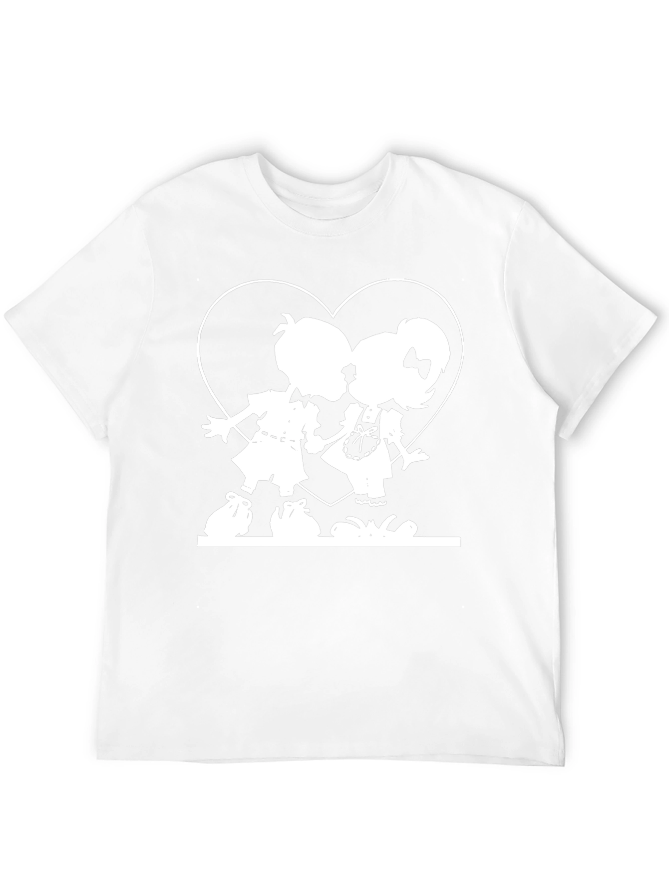 Cute Kissing Kids Graphic Tee - Black