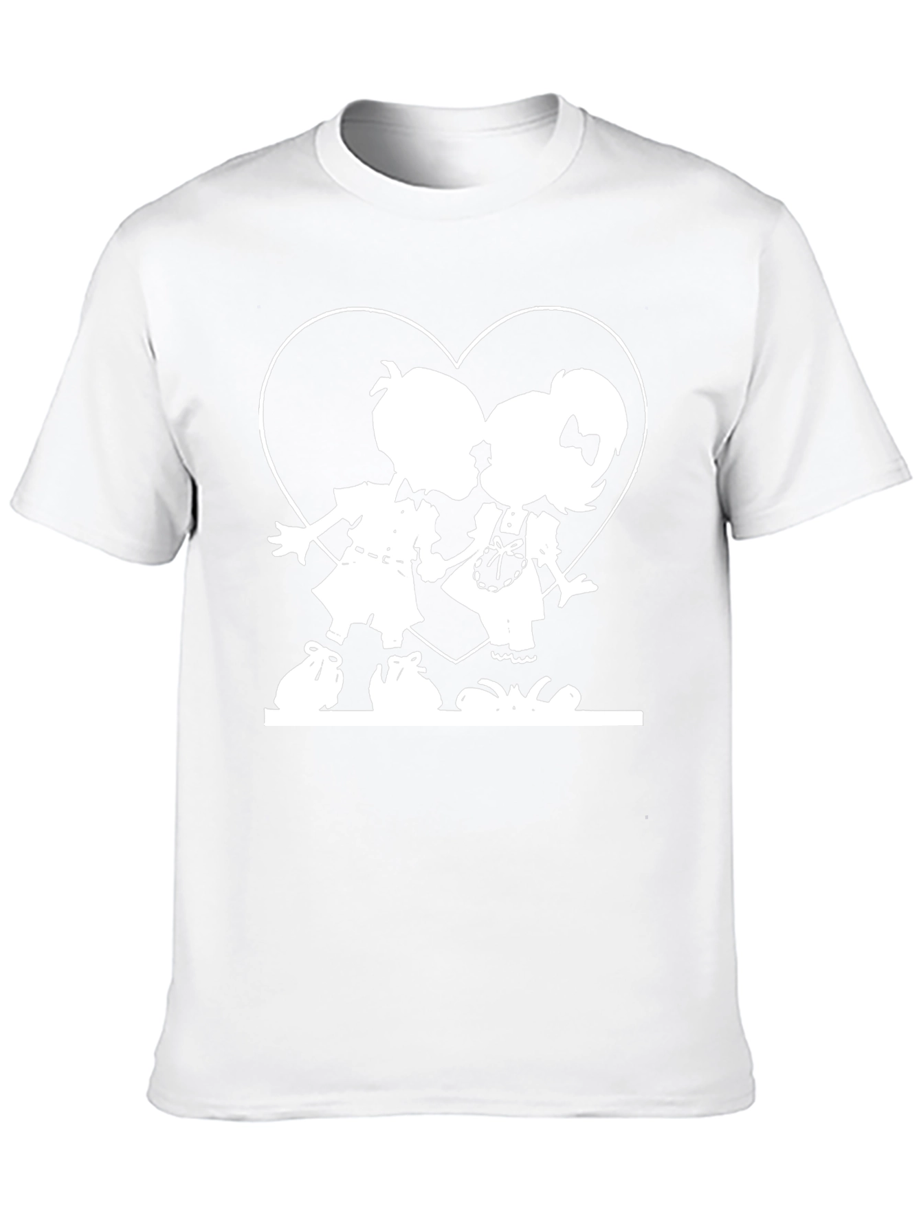 Cute Kissing Kids Graphic Tee - Black