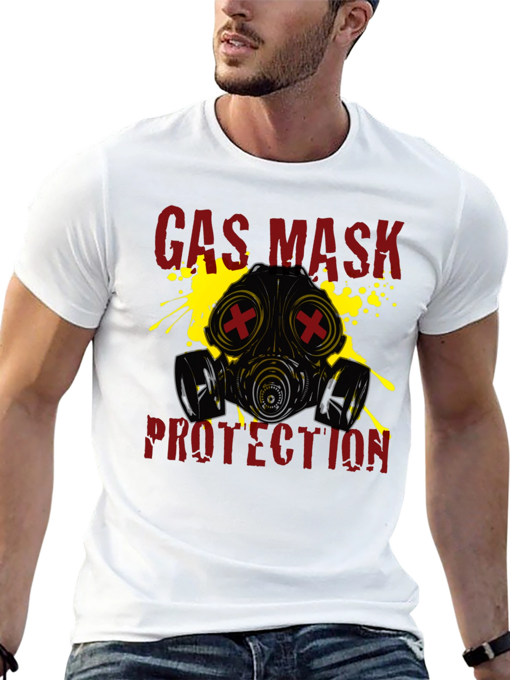 Gas Mask Protection Graphic T-Shirt - Black