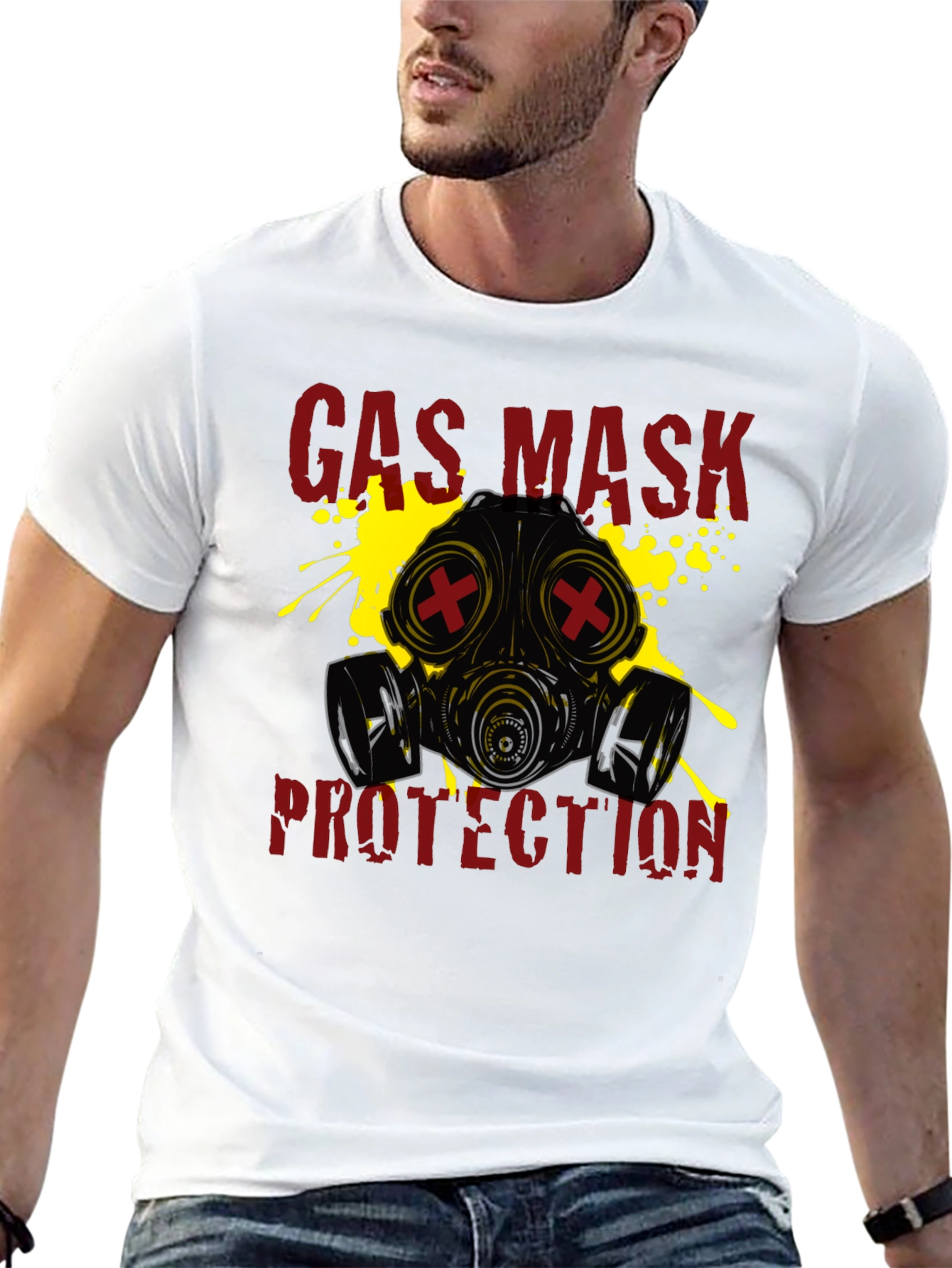 Gas Mask Protection Graphic T-Shirt - Black