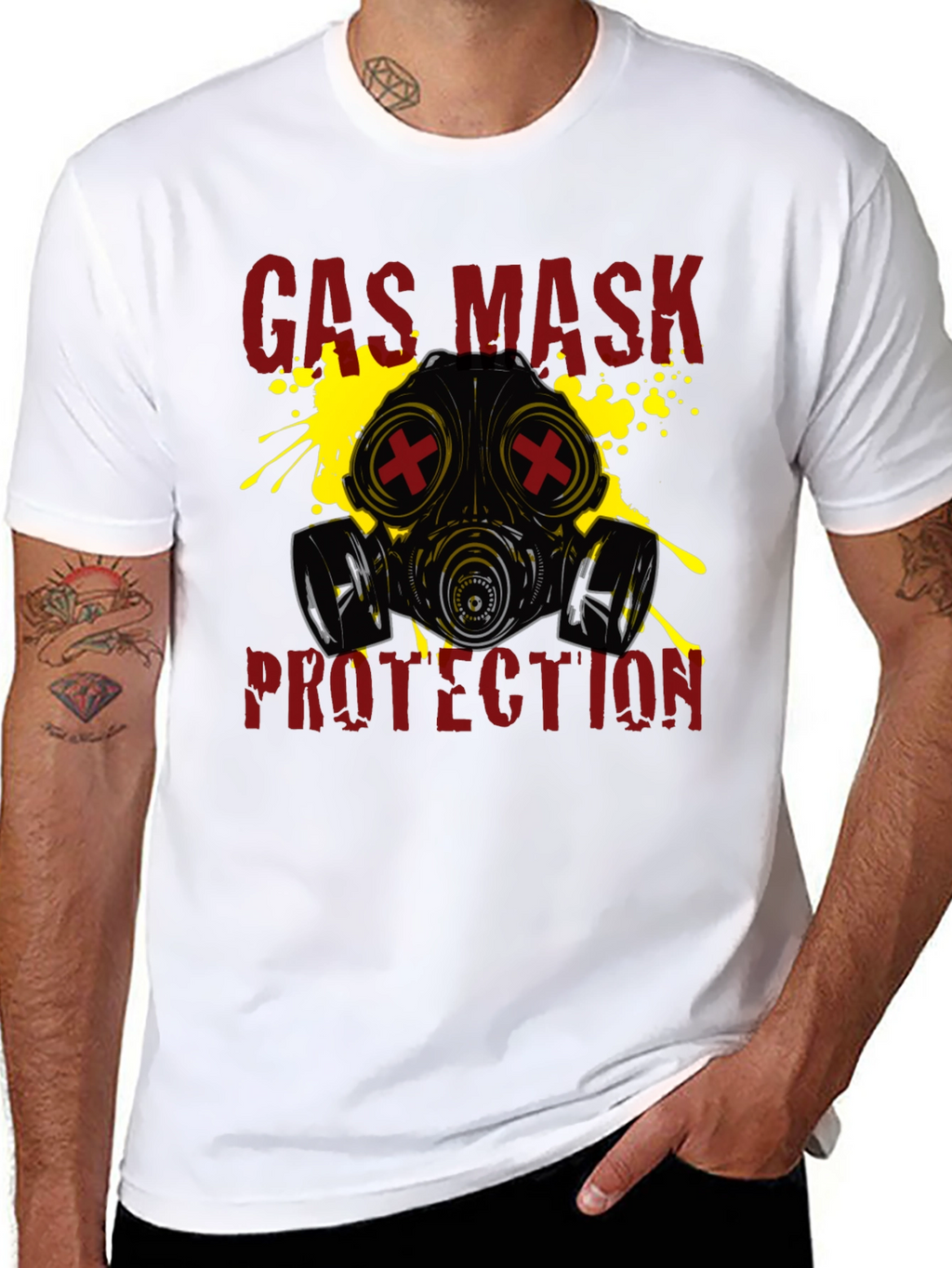 Gas Mask Protection Graphic T-Shirt - Black