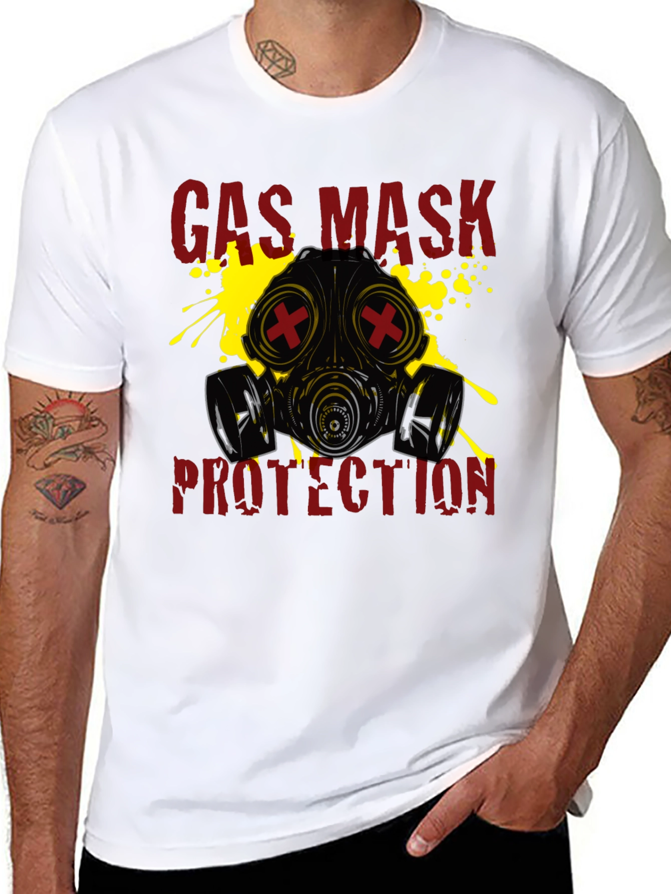 Gas Mask Protection Graphic T-Shirt - Black
