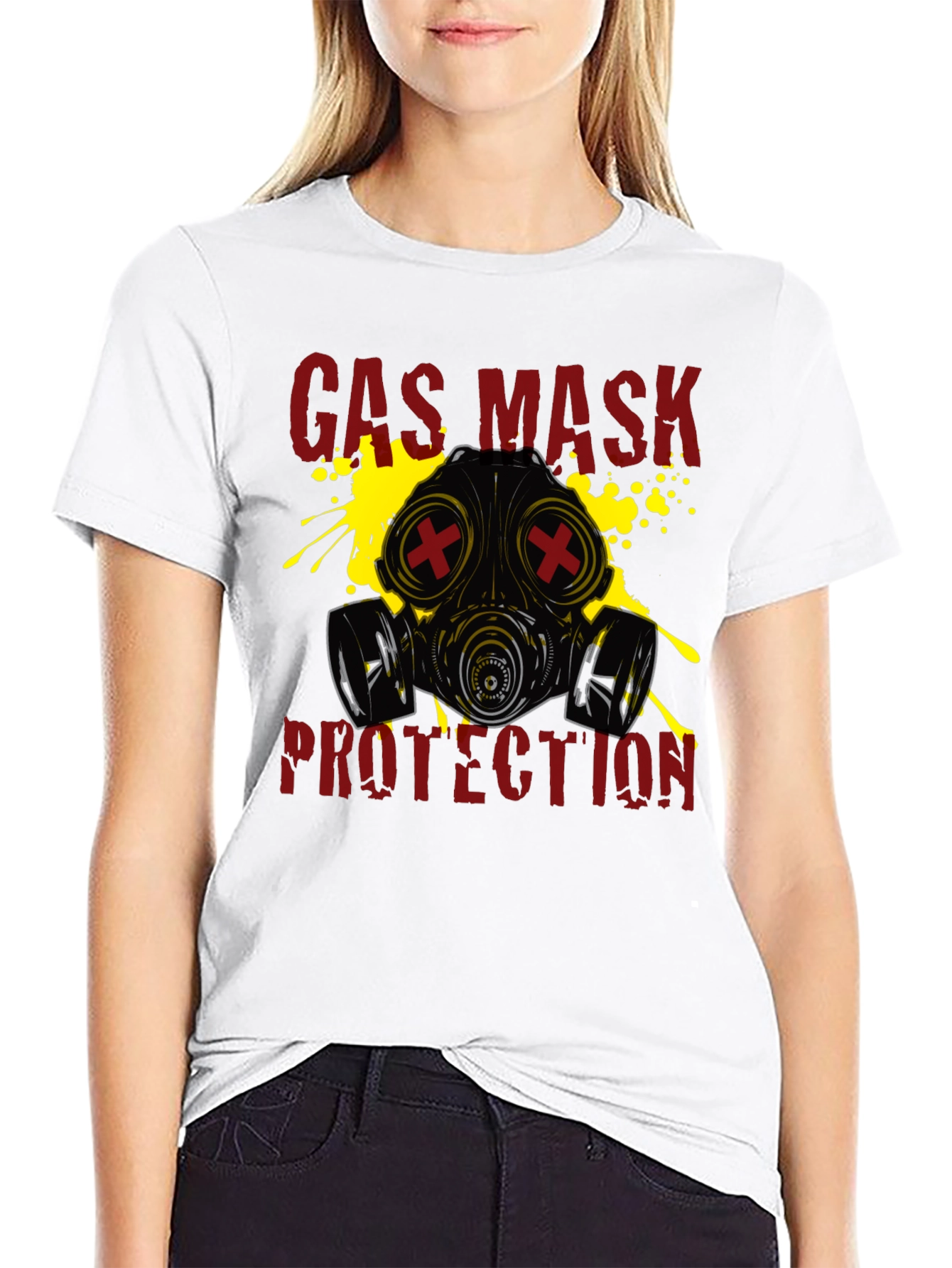 Gas Mask Protection Graphic T-Shirt - Black