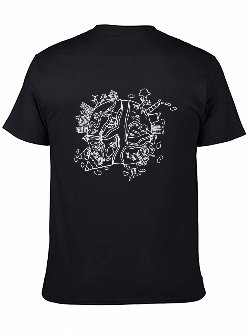 World Cityscape Graphic Tee - Black