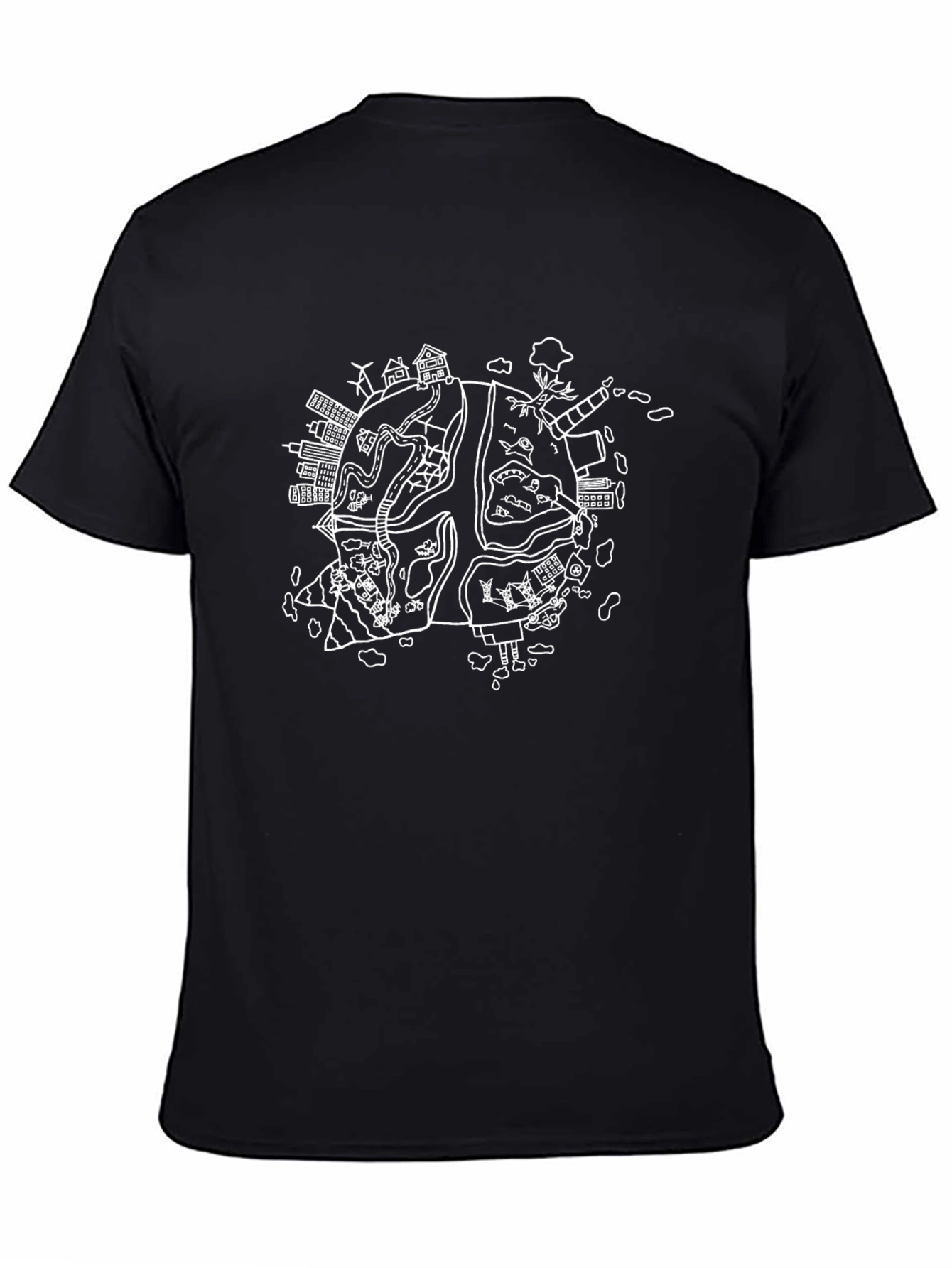 World Cityscape Graphic Tee - Black