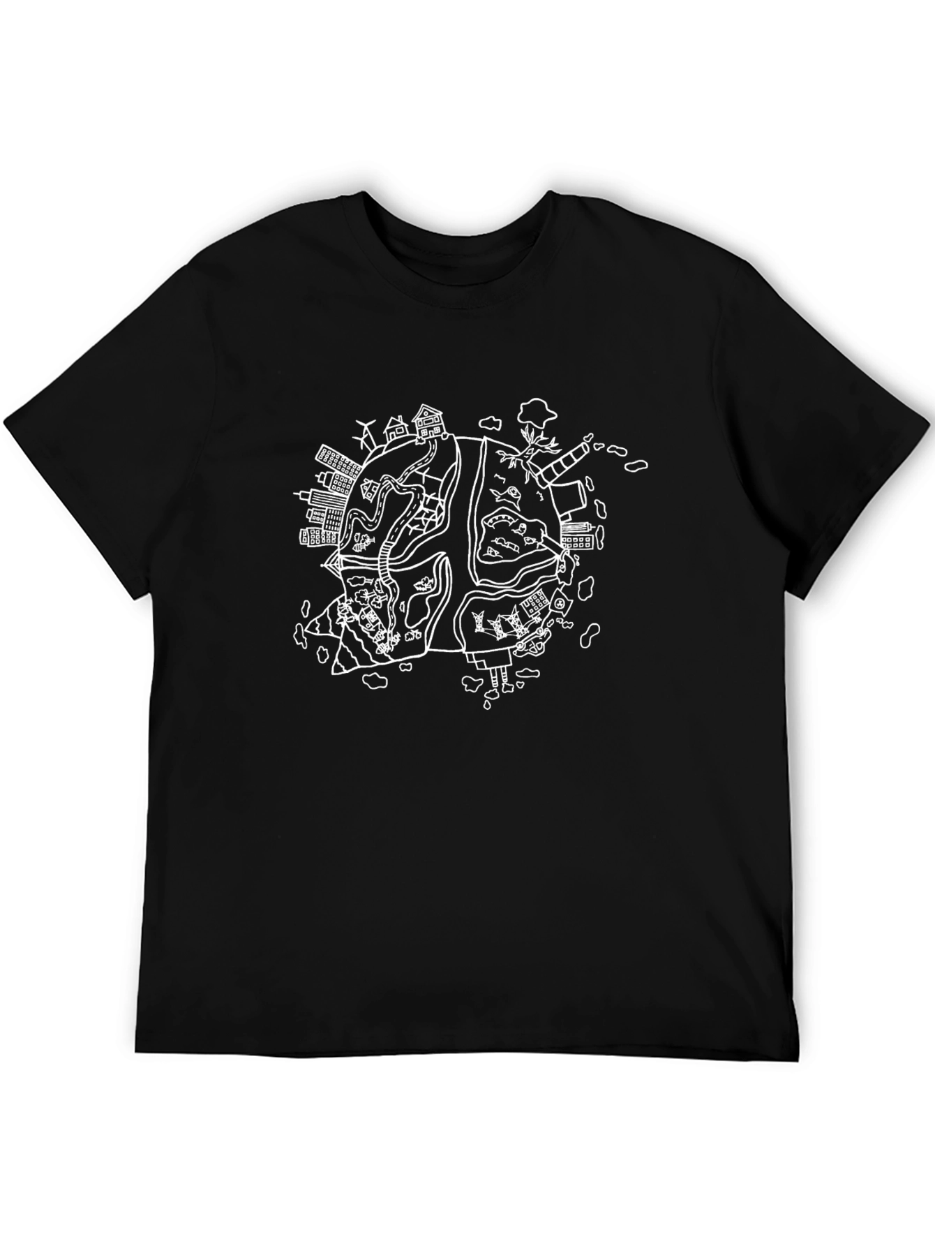 World Cityscape Graphic Tee - Black