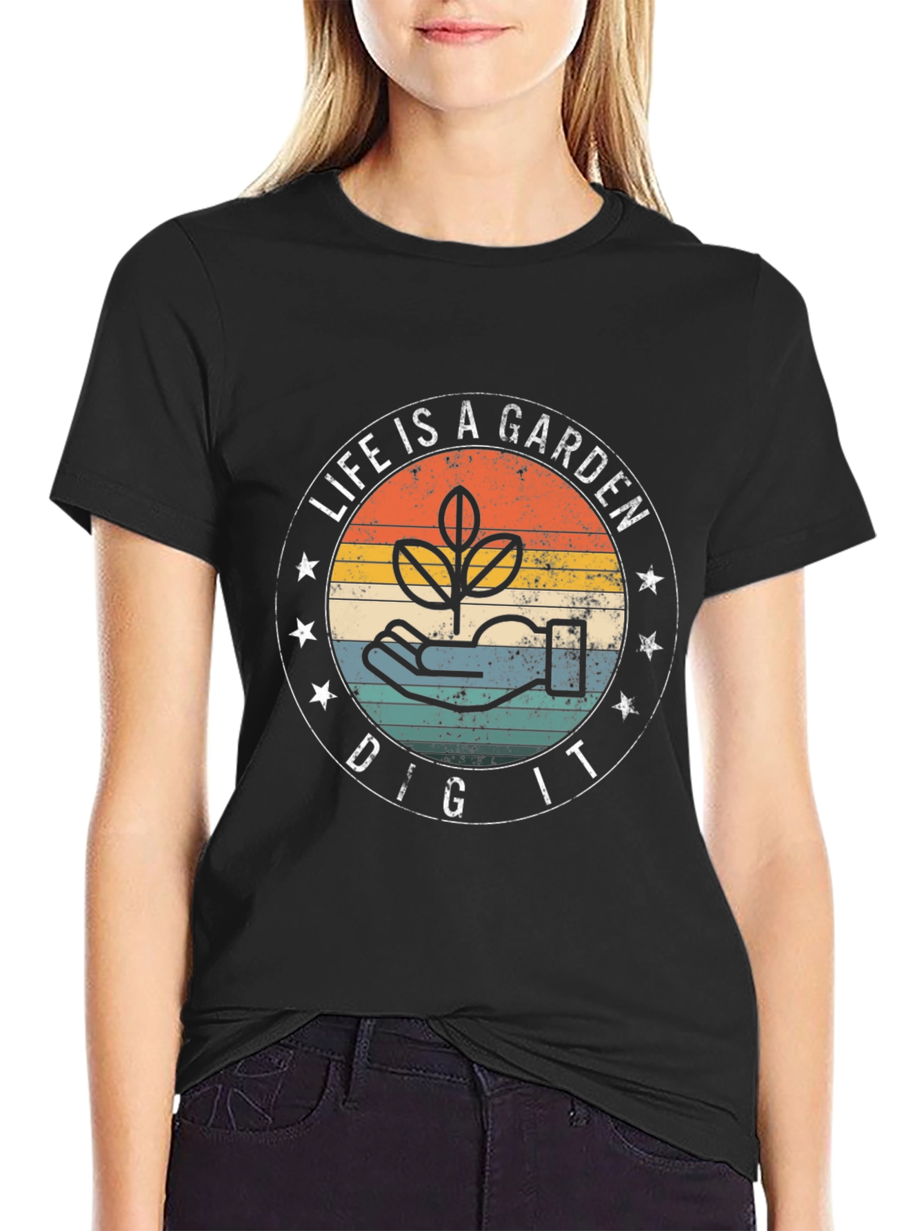 Life is a Garden Black Graphic T-Shirt