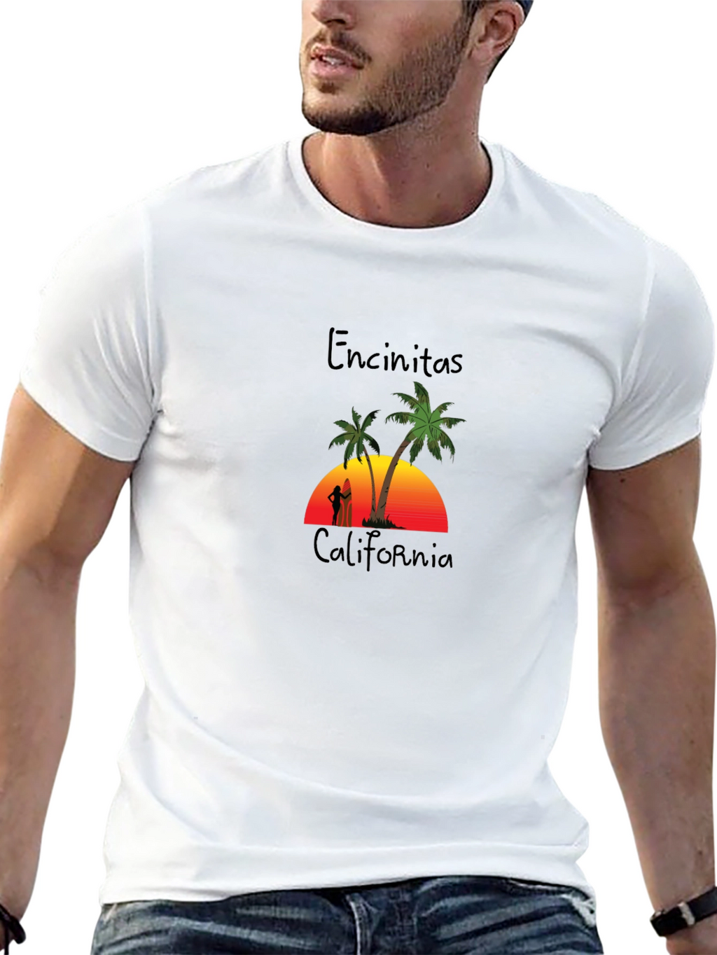 Encinitas California Palm Tree Graphic T-Shirt