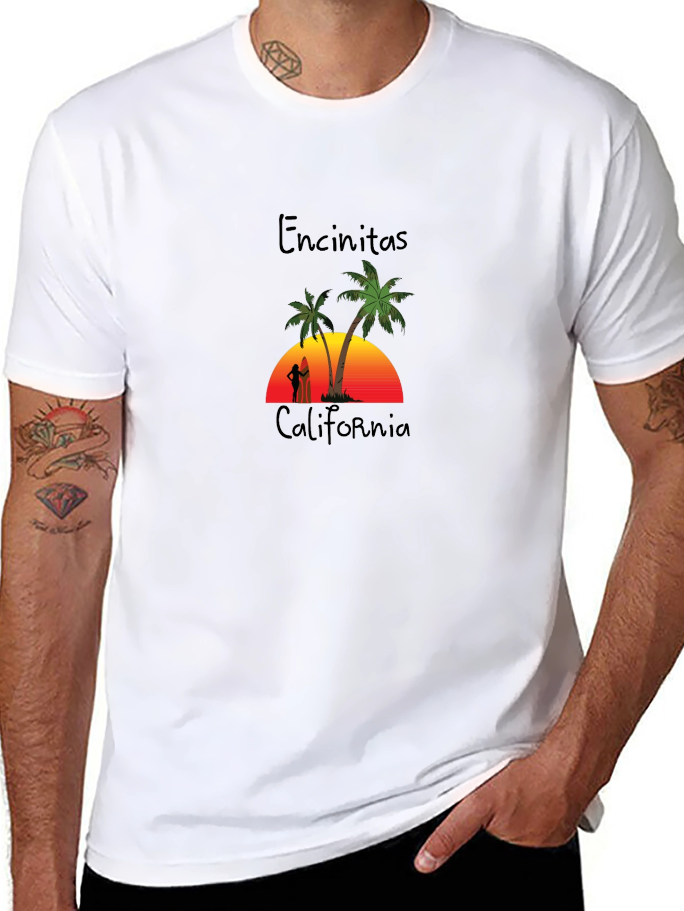Encinitas California Palm Tree Graphic T-Shirt