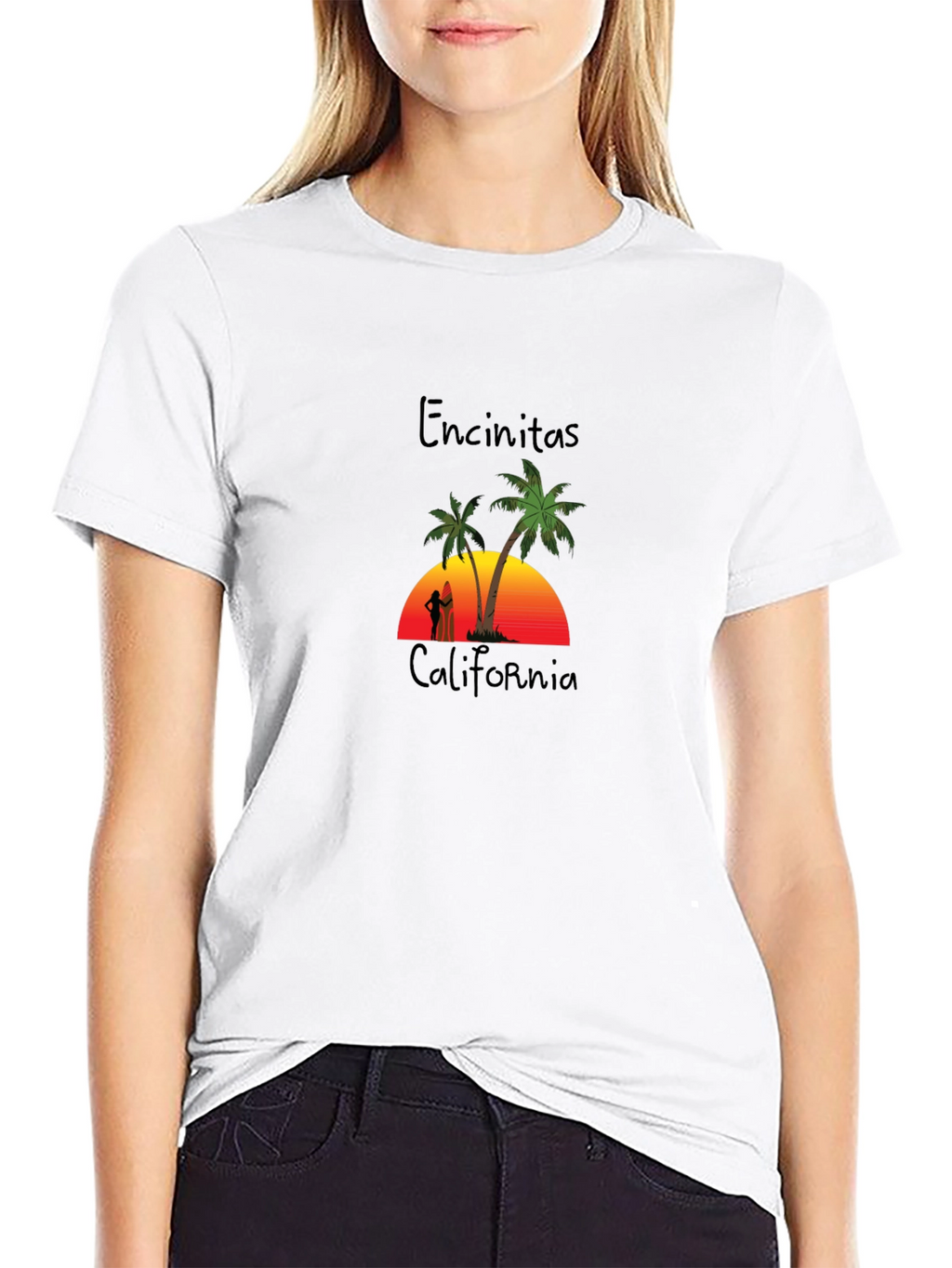 Encinitas California Palm Tree Graphic T-Shirt