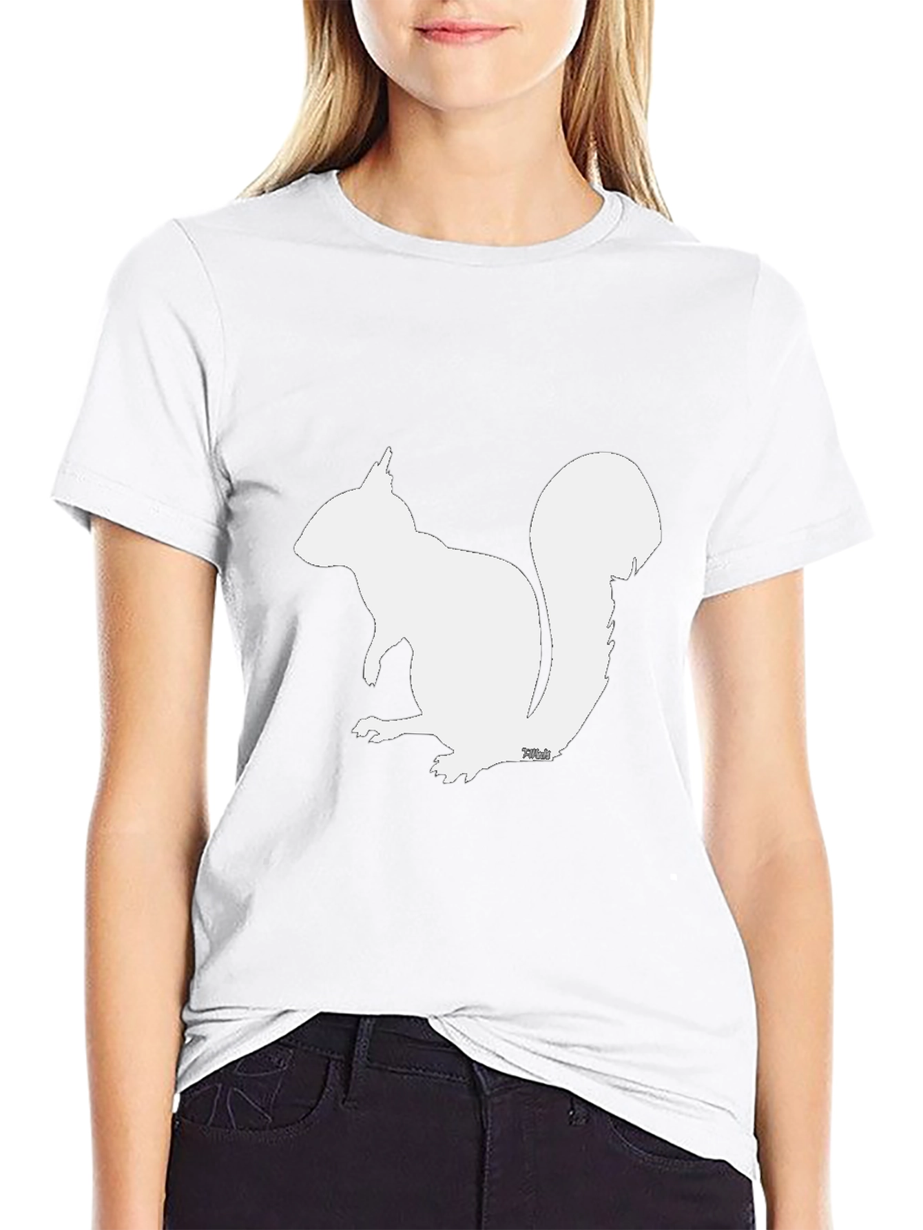 Squirrel Silhouette Graphic T-Shirt - Black