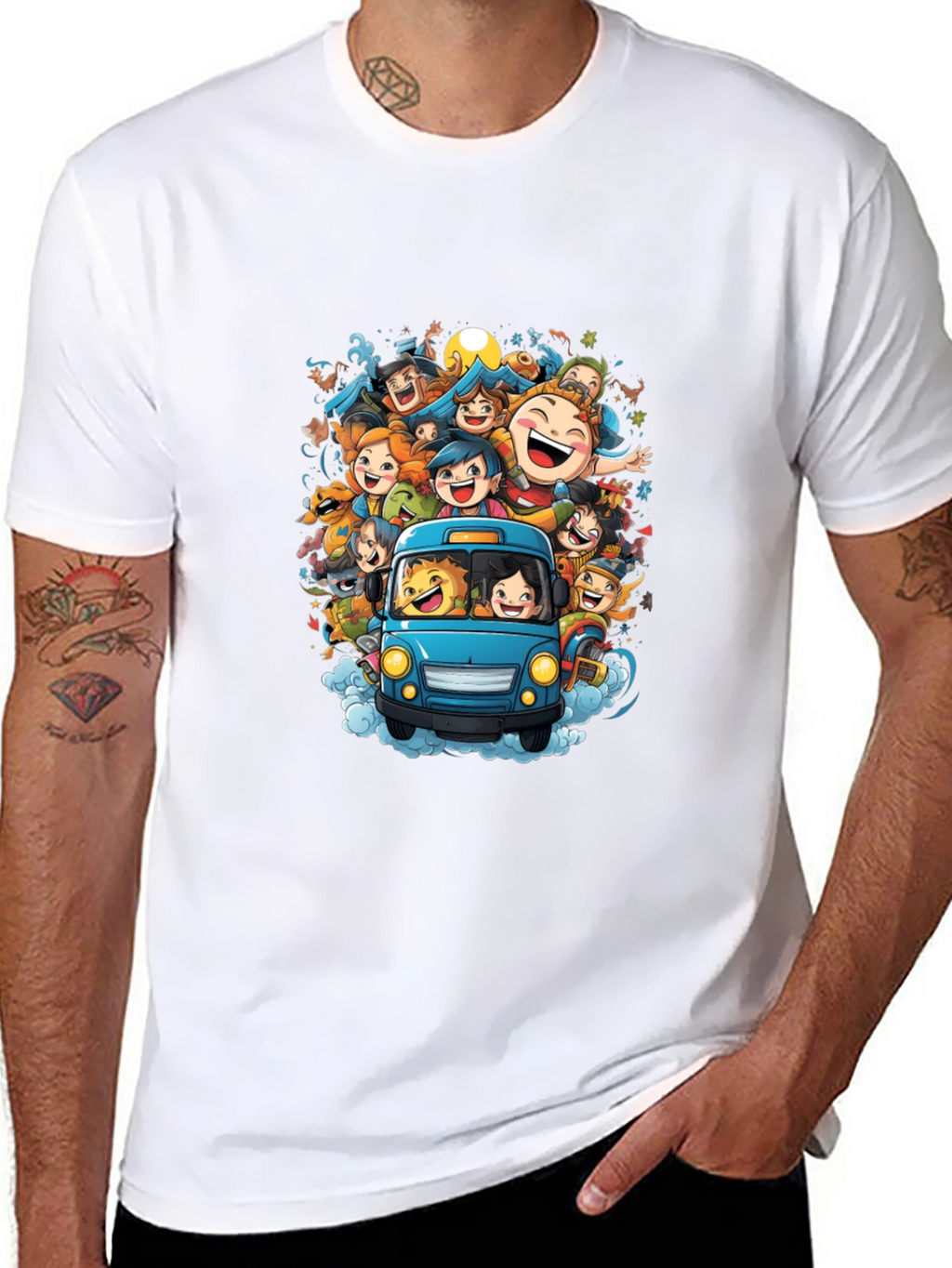 Cartoon Crowd Ride T-Shirt