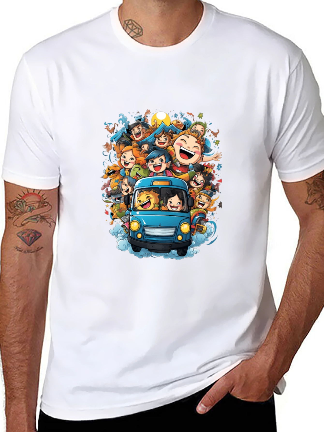 Cartoon Crowd Ride T-Shirt