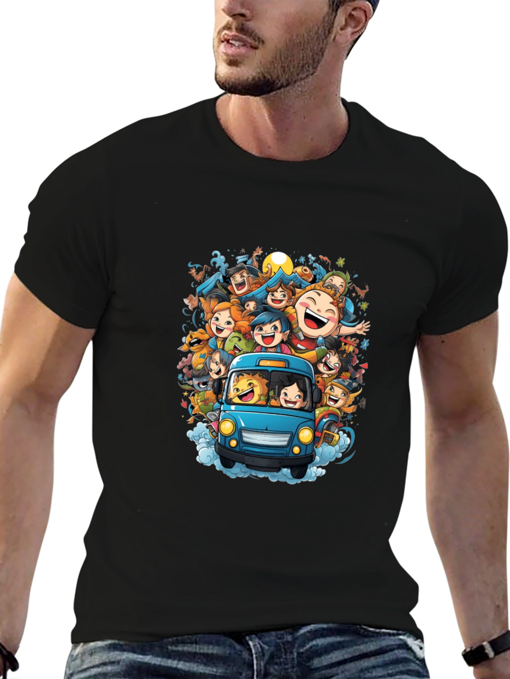 Cartoon Crowd Ride T-Shirt