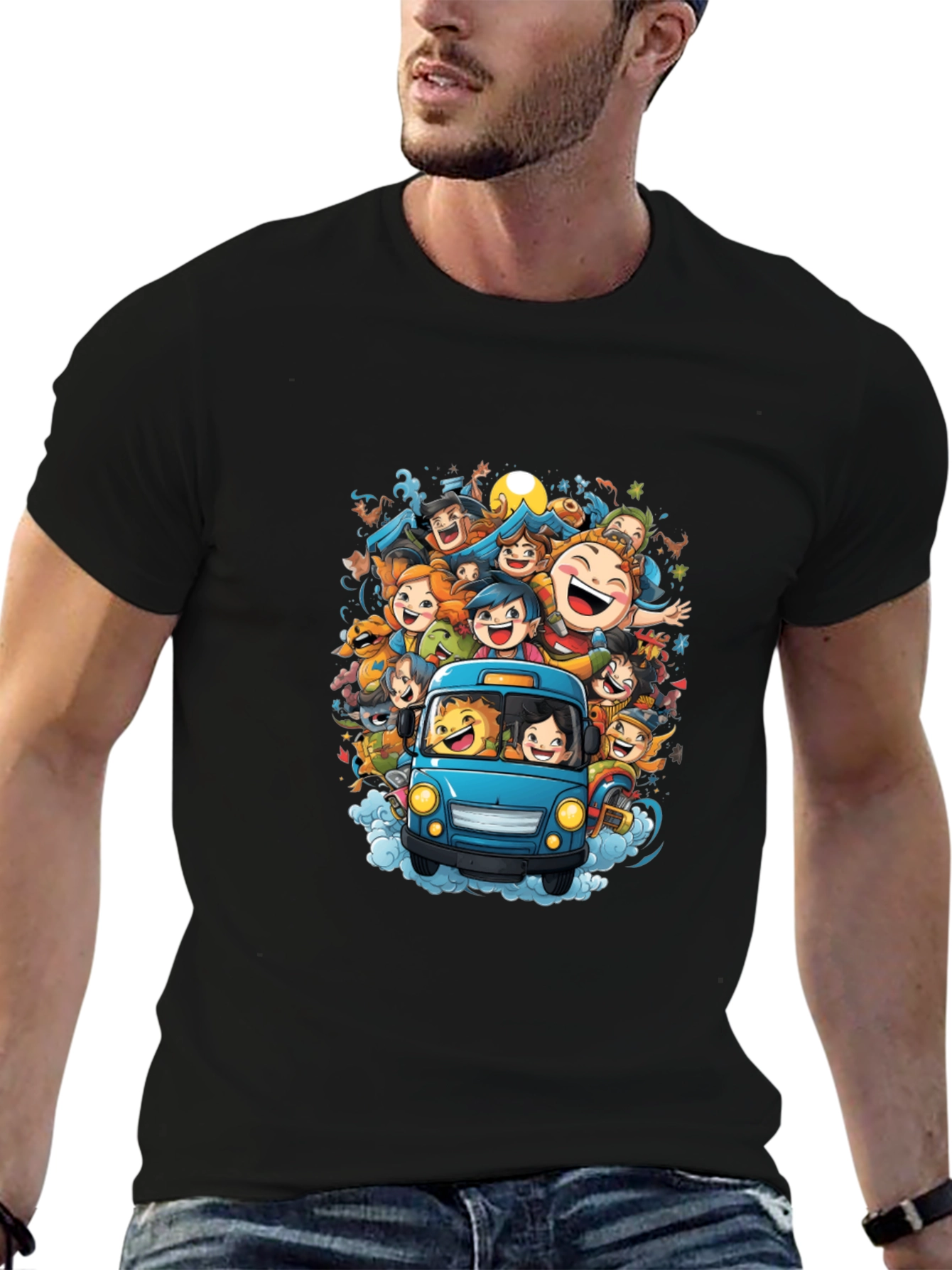 Cartoon Crowd Ride T-Shirt