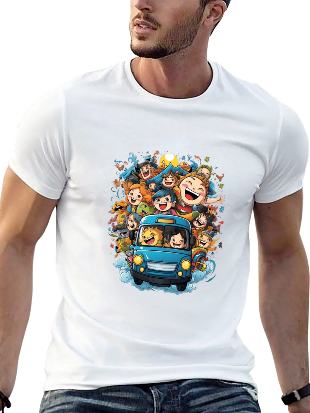 Cartoon Crowd Ride T-Shirt