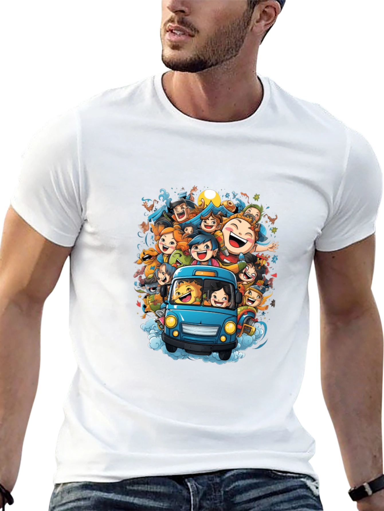Cartoon Crowd Ride T-Shirt