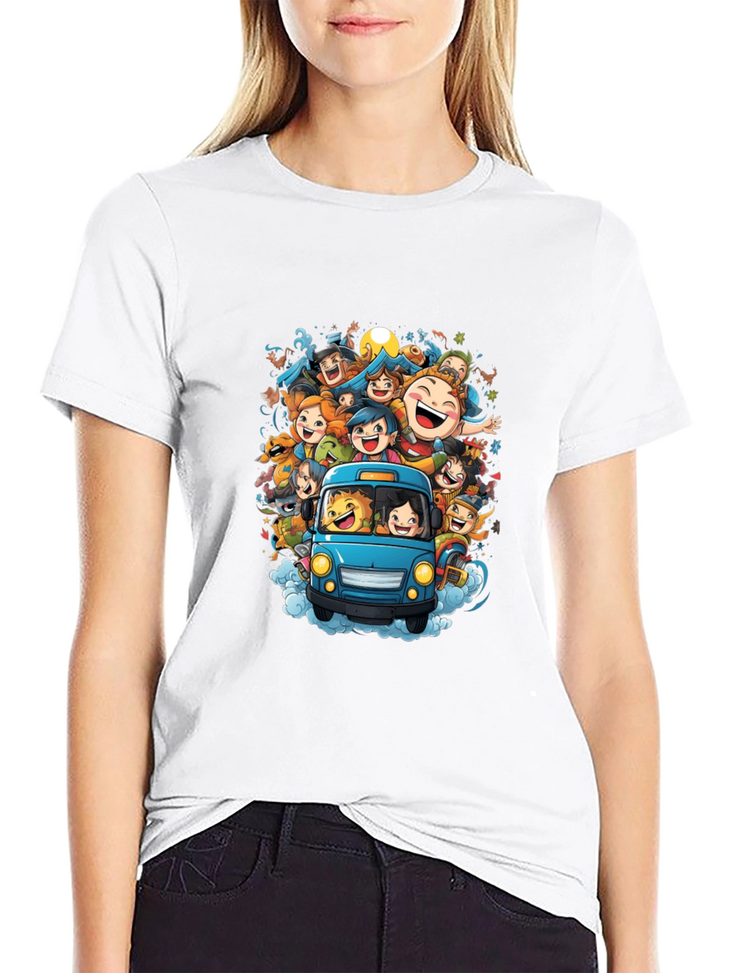 Cartoon Crowd Ride T-Shirt