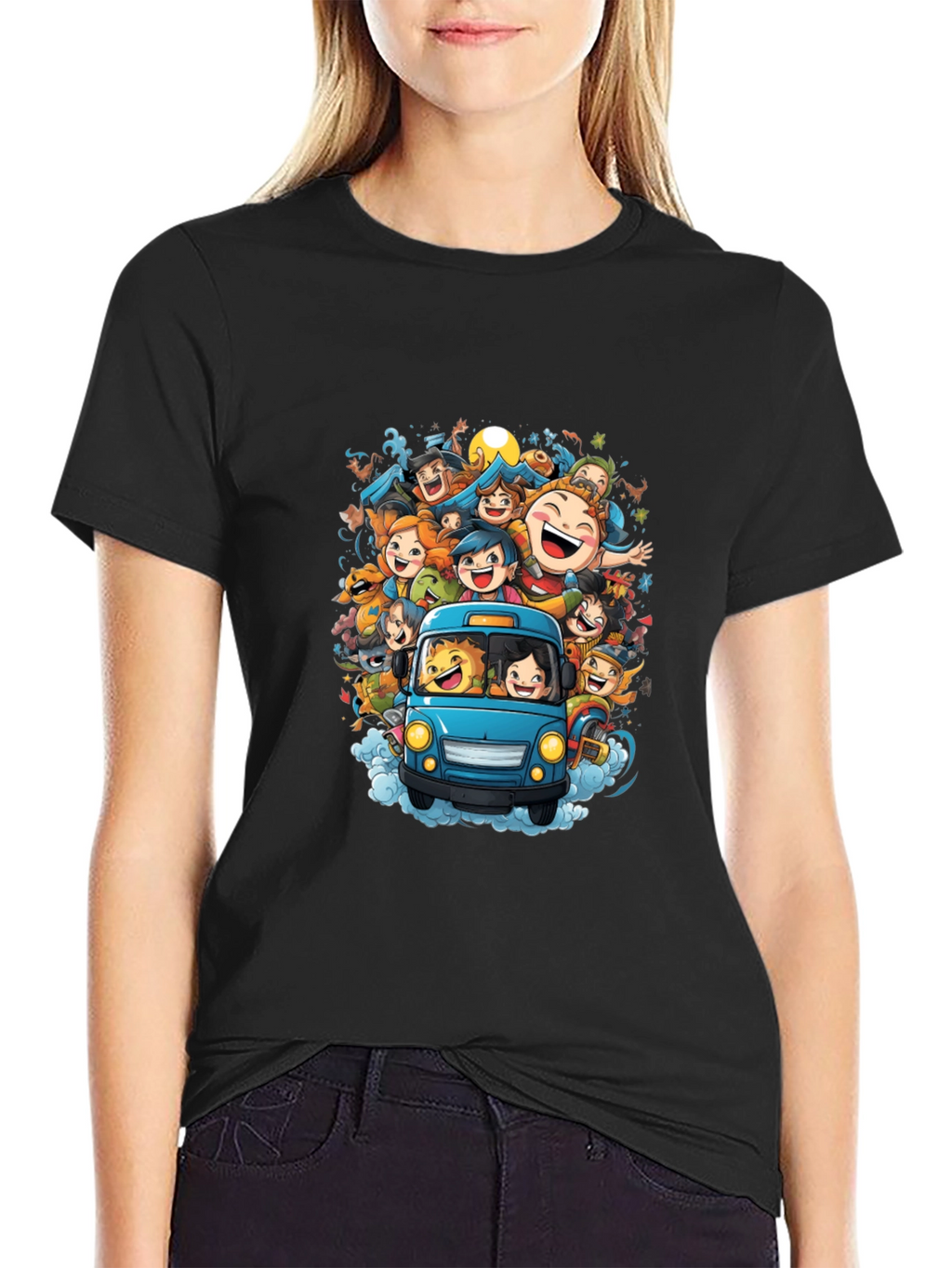 Cartoon Crowd Ride T-Shirt